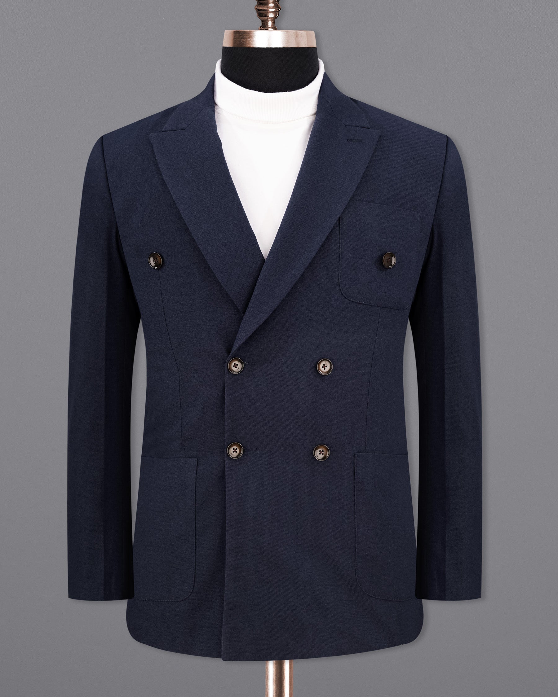 Baltic Navy Blue Wool Rich Double Breasted Sports Blazer