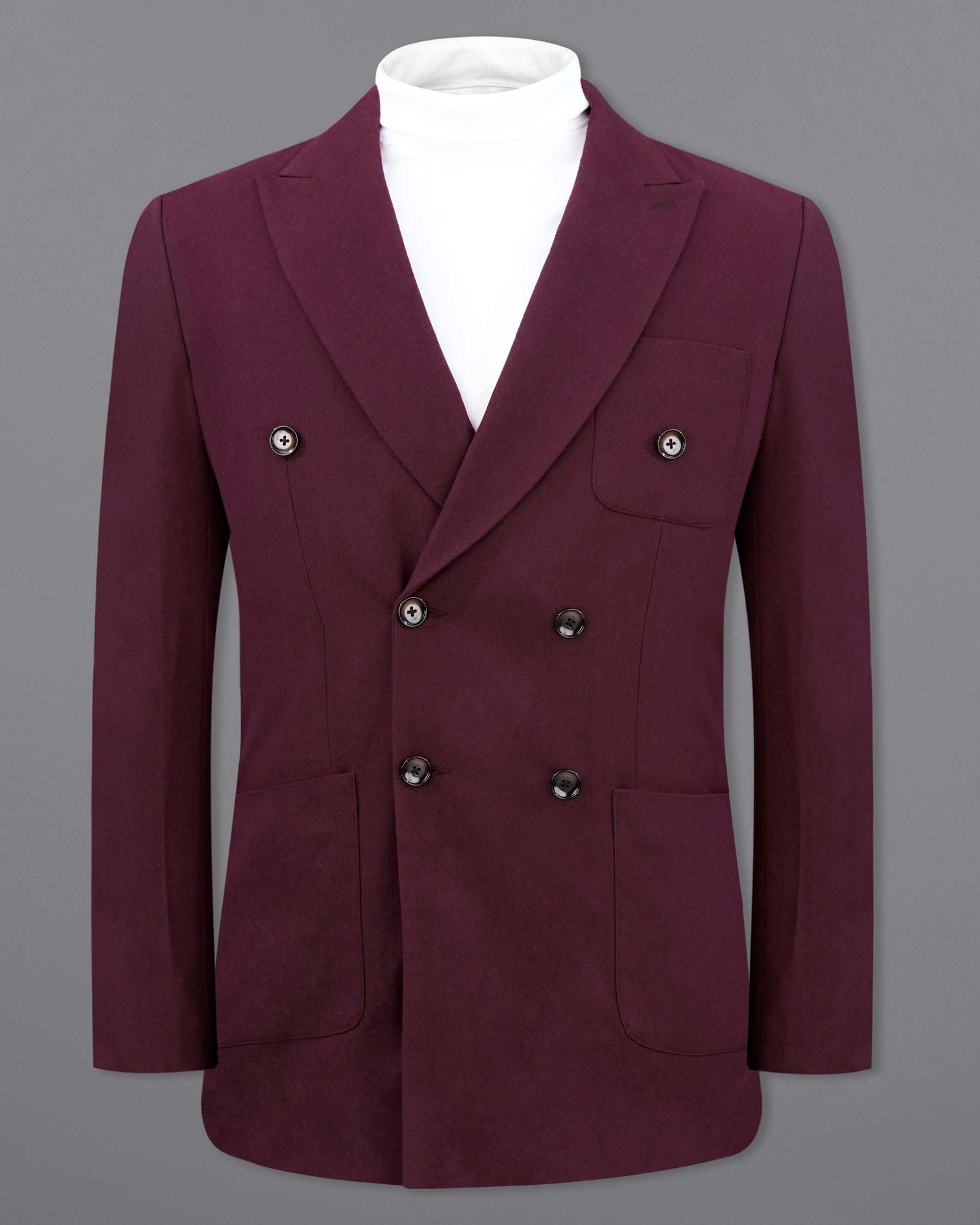 Wine Berry Wool Rich Double Breasted Sports Blazer