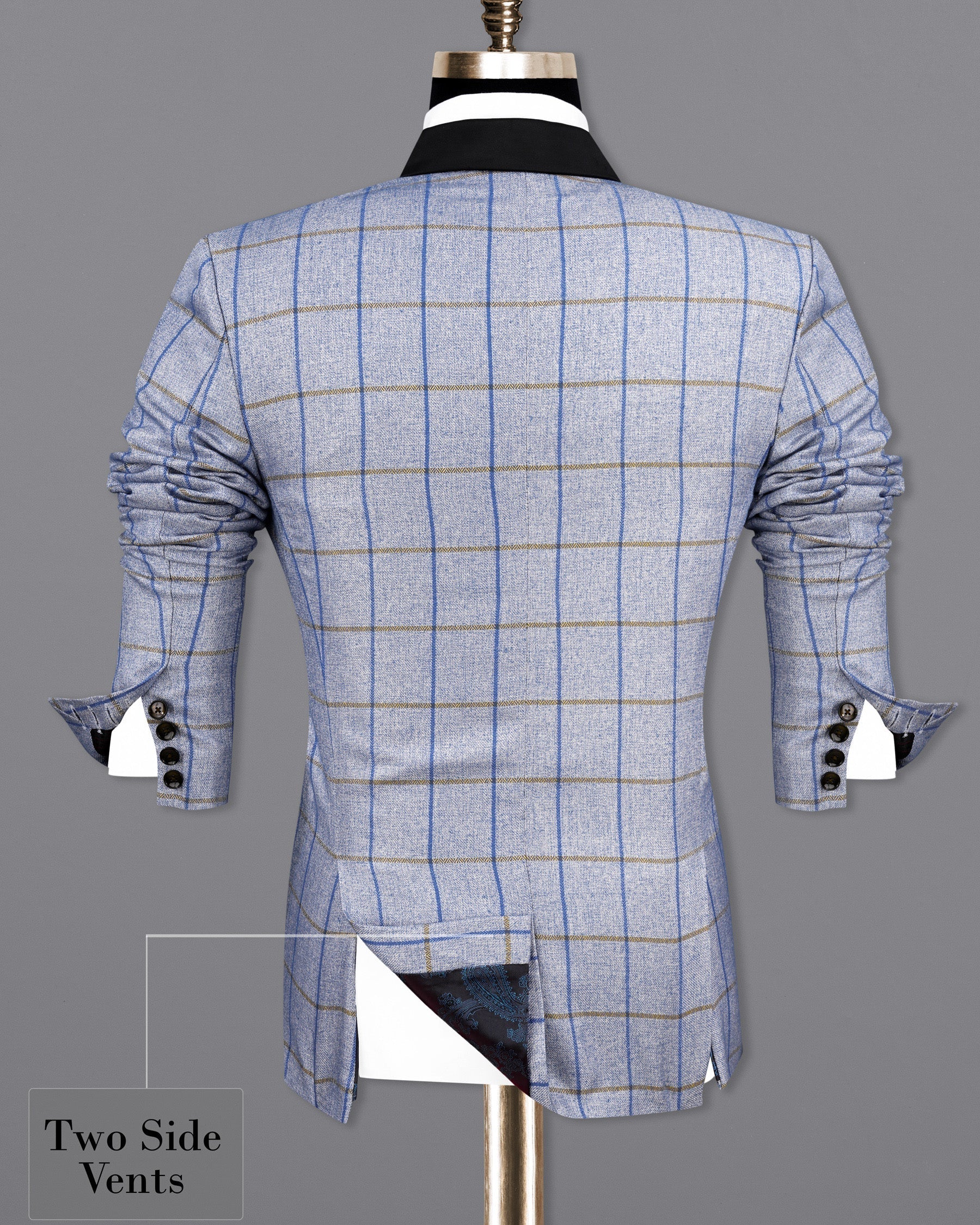 Mobster Blue Checkered Double Breasted Black Lapel Designer Blazer BL2150-DB-BKL-36 , BL2150-DB-BKL-38, BL2150-DB-BKL-40, BL2150-DB-BKL-42, BL2150-DB-BKL-44, BL2150-DB-BKL-46, BL2150-DB-BKL-48, BL2150-DB-BKL-50, BL2150-DB-BKL-52, BL2150-DB-BKL-54, BL2150-DB-BKL-56, BL2150-DB-BKL-58, BL2150-DB-BKL-60