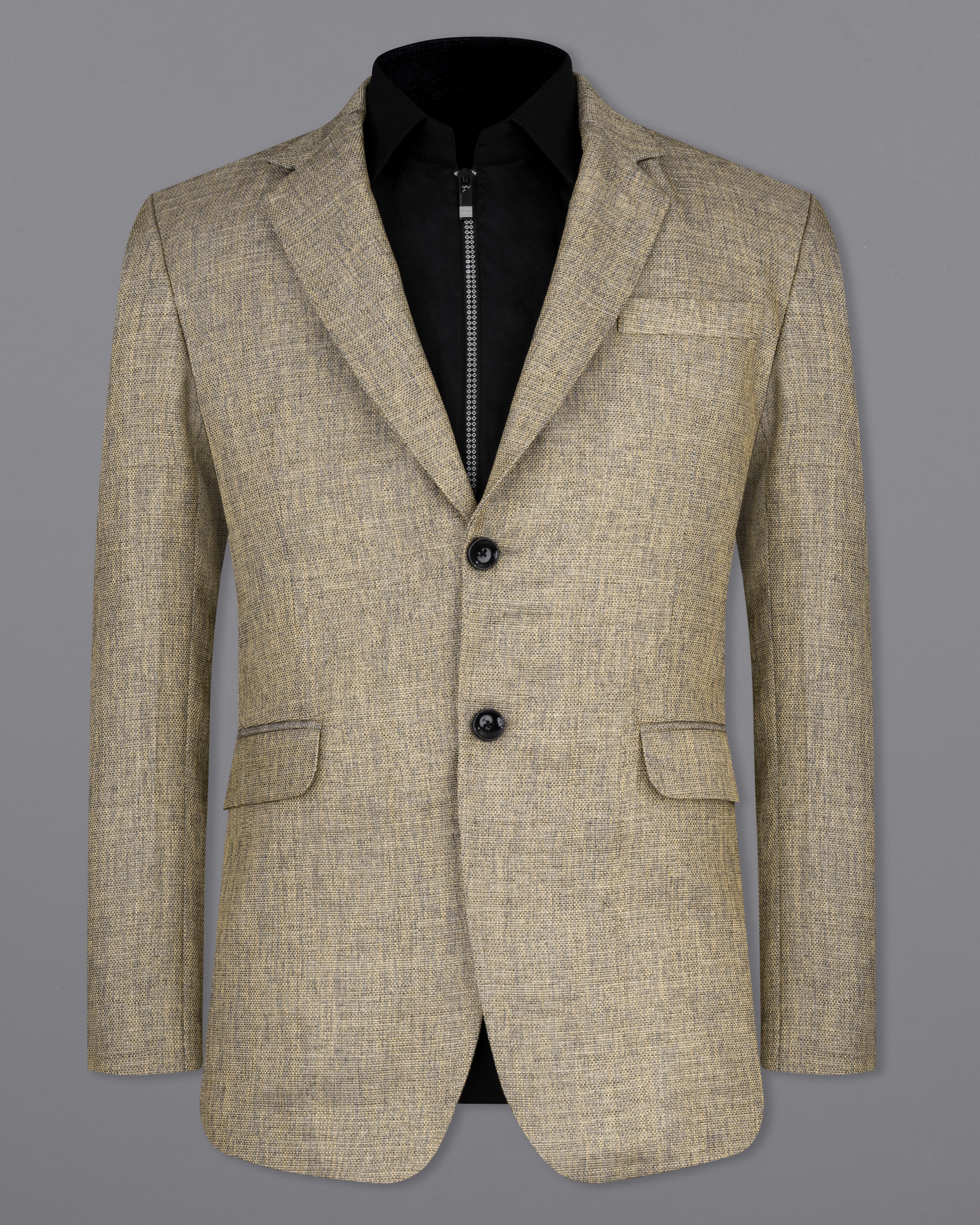 Hillary Brown Jute Single Breasted Blazer. BL2171-SB-36, BL2171-SB-38, BL2171-SB-40, BL2171-SB-42, BL2171-SB-44, BL2171-SB-46, BL2171-SB-48, BL2171-SB-50, BL2171-SB-52, BL2171-SB-54, BL2171-SB-56, BL2171-SB-58, BL2171-SB-60	