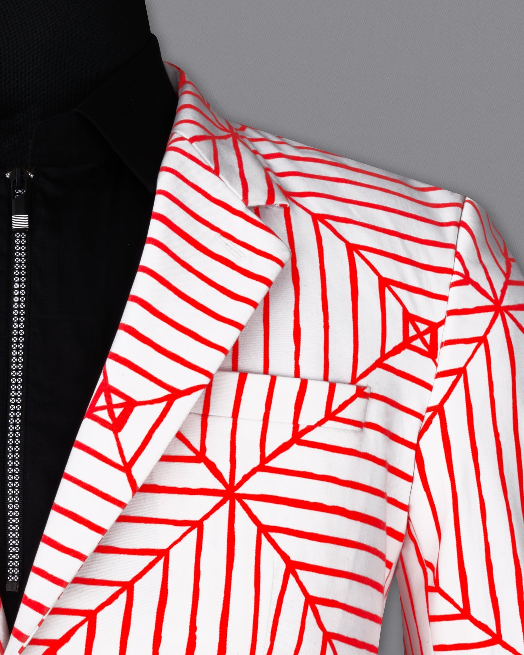 Bright white With Geometric  printed Blazer BL2174-SB-36, BL2174-SB-38, BL2174-SB-40, BL2174-SB-42, BL2174-SB-44, BL2174-SB-46, BL2174-SB-48, BL2174-SB-50, BL2174-SB-52, BL2174-SB-54, BL2174-SB-56, BL2174-SB-58, BL2174-SB-60