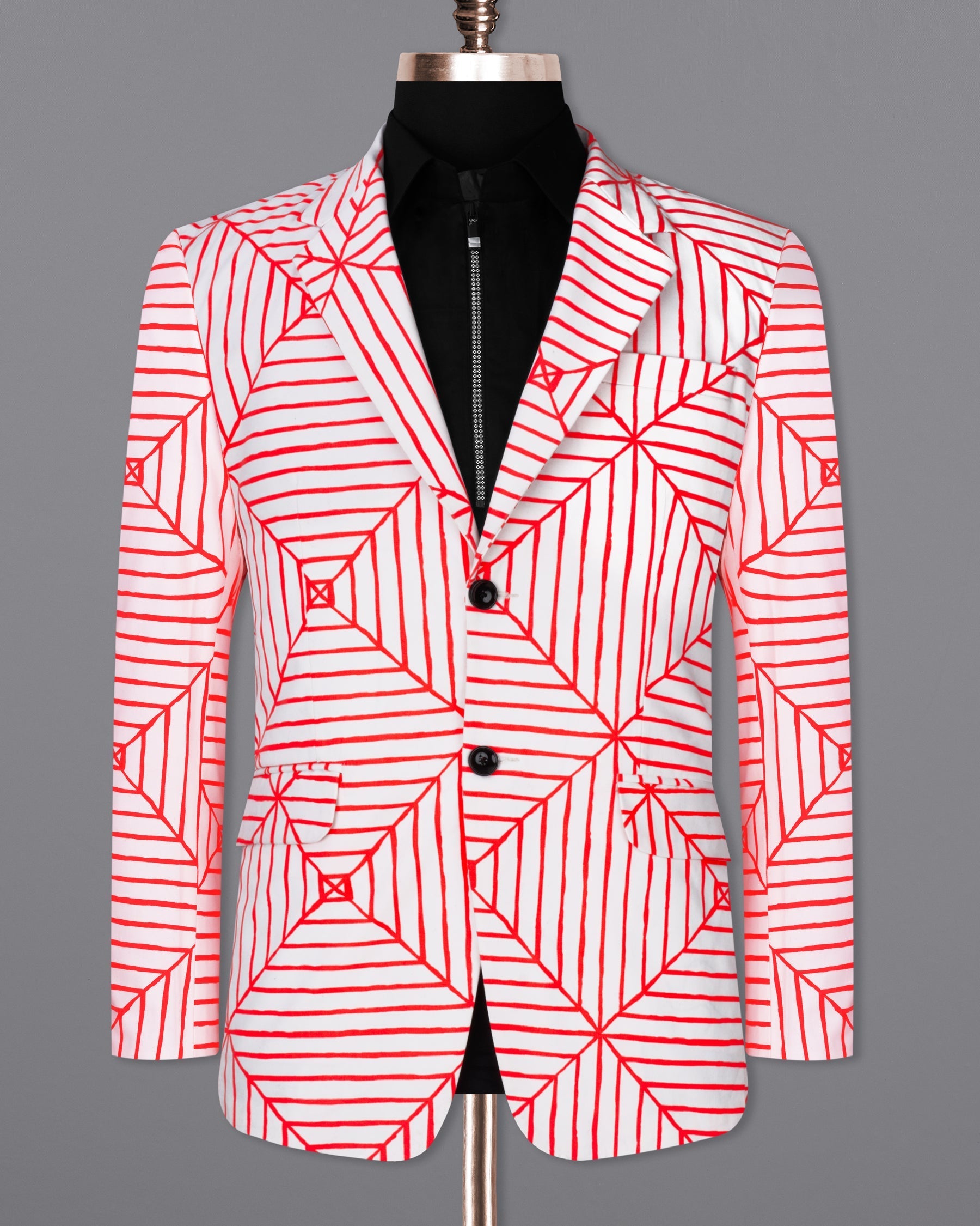 Bright white With Geometric  printed Blazer BL2174-SB-36, BL2174-SB-38, BL2174-SB-40, BL2174-SB-42, BL2174-SB-44, BL2174-SB-46, BL2174-SB-48, BL2174-SB-50, BL2174-SB-52, BL2174-SB-54, BL2174-SB-56, BL2174-SB-58, BL2174-SB-60