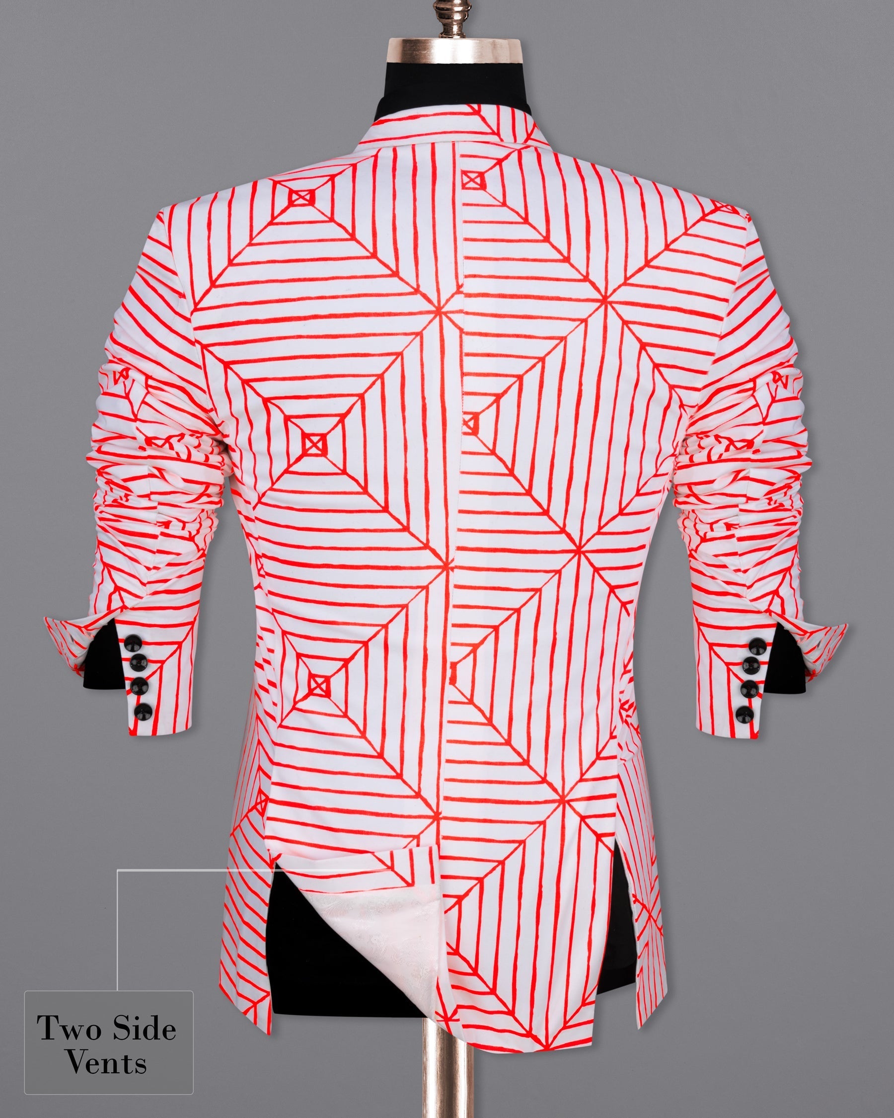 Bright white With Geometric  printed Blazer BL2174-SB-36, BL2174-SB-38, BL2174-SB-40, BL2174-SB-42, BL2174-SB-44, BL2174-SB-46, BL2174-SB-48, BL2174-SB-50, BL2174-SB-52, BL2174-SB-54, BL2174-SB-56, BL2174-SB-58, BL2174-SB-60