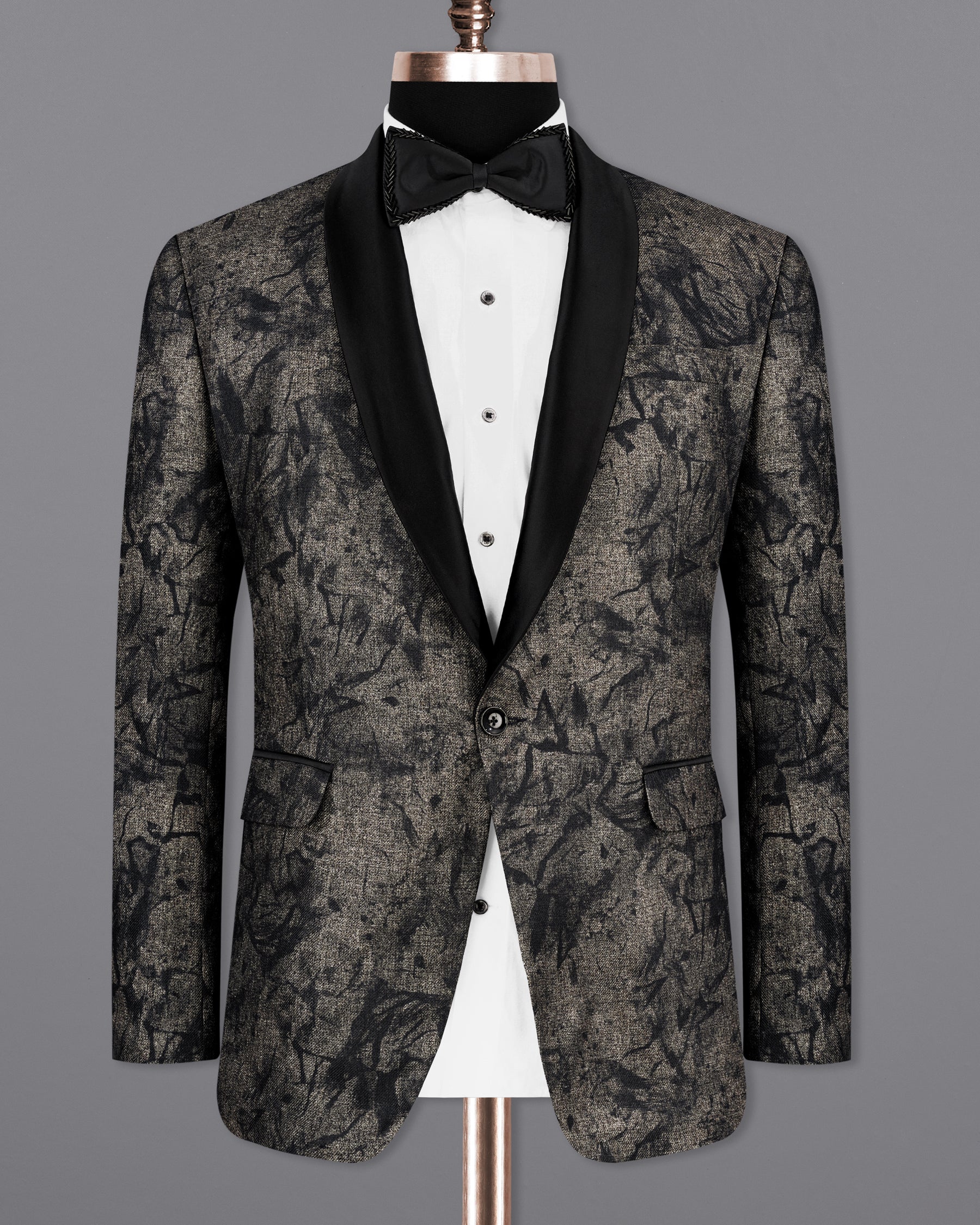 Bronco Brown with Rangoon printed Designer tuxedo Blazer BL2175-BKL-36,BL2175-BKL-38,BL2175-BKL-40,BL2175-BKL-42,BL2175-BKL-44,BL2175-BKL-46,BL2175-BKL-48,BL2175-BKL-50,BL2175-BKL-52,BL2175-BKL-54,BL2175-BKL-56,BL2175-BKL-58,BL2175-BKL-60