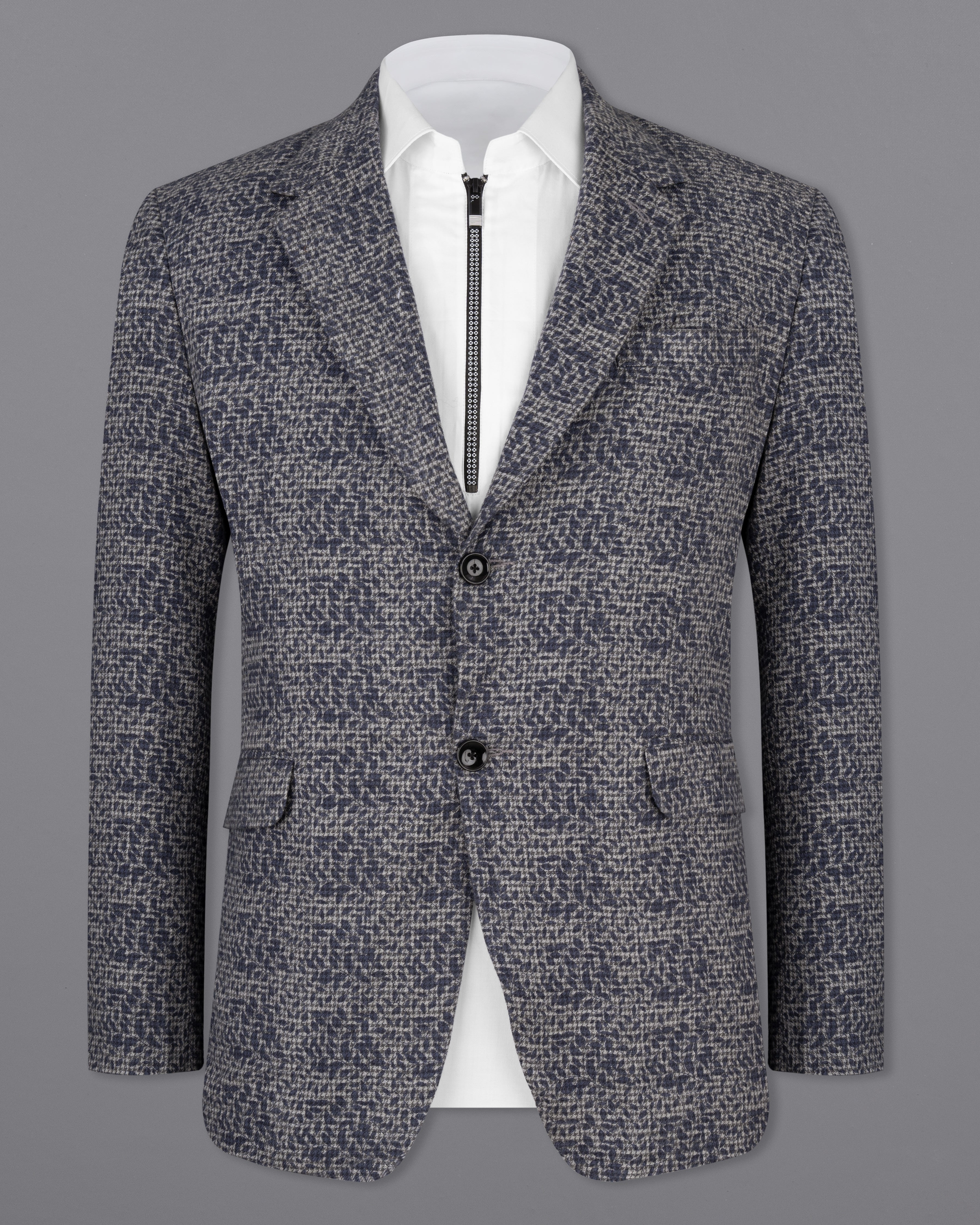 Dawn Gray and Gunmetal Navy Blue Subtle Textured Premium Cotton Designer Blazer BL2181-SB-36, BL2181-SB-38, BL2181-SB-40, BL2181-SB-42, BL2181-SB-44, BL2181-SB-46, BL2181-SB-48, BL2181-SB-50, BL2181-SB-52, BL2181-SB-54, BL2181-SB-56, BL2181-SB-58, BL2181-SB-60