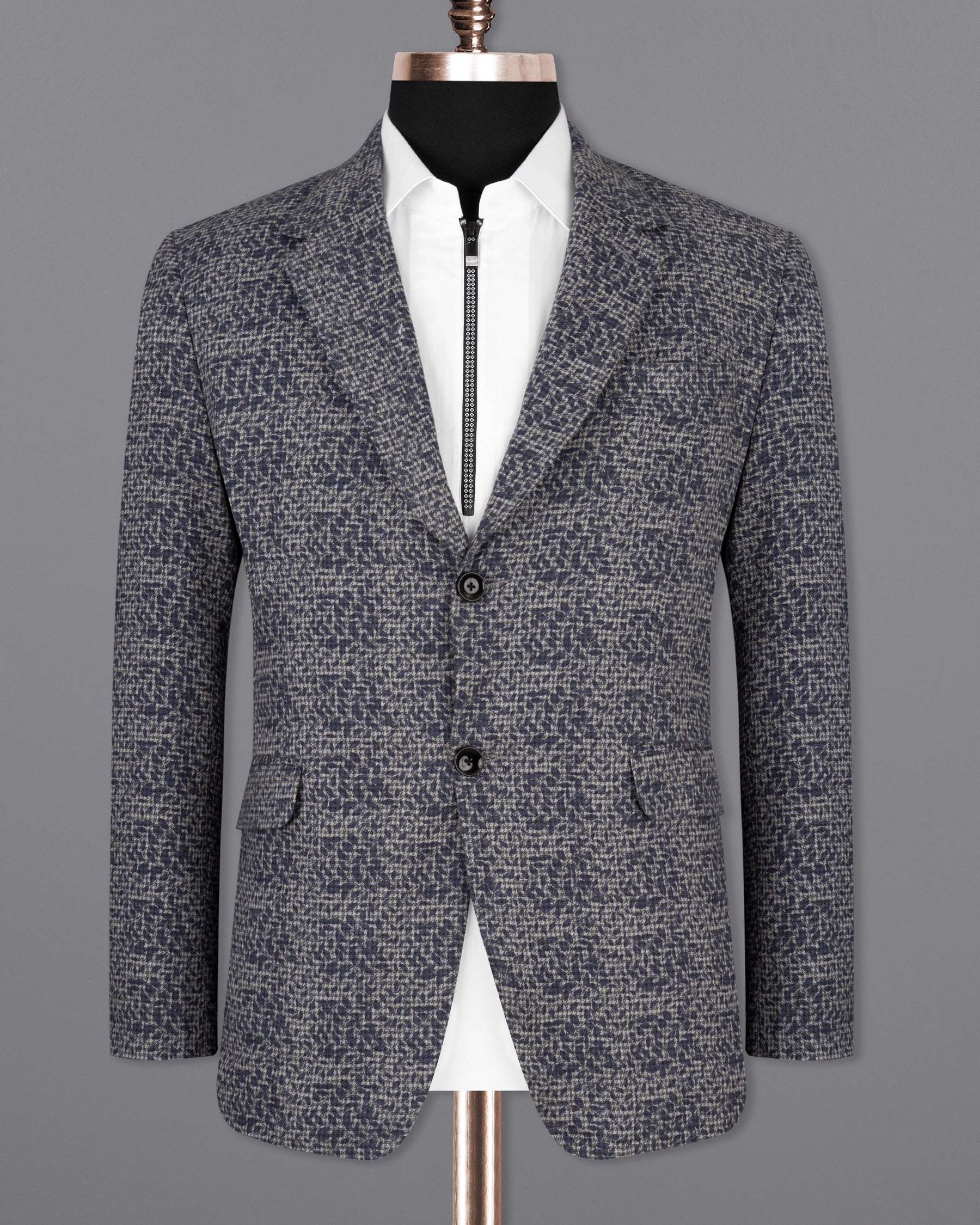 Dawn Gray and Gunmetal Navy Blue Subtle Textured Premium Cotton Designer Blazer BL2181-SB-36, BL2181-SB-38, BL2181-SB-40, BL2181-SB-42, BL2181-SB-44, BL2181-SB-46, BL2181-SB-48, BL2181-SB-50, BL2181-SB-52, BL2181-SB-54, BL2181-SB-56, BL2181-SB-58, BL2181-SB-60