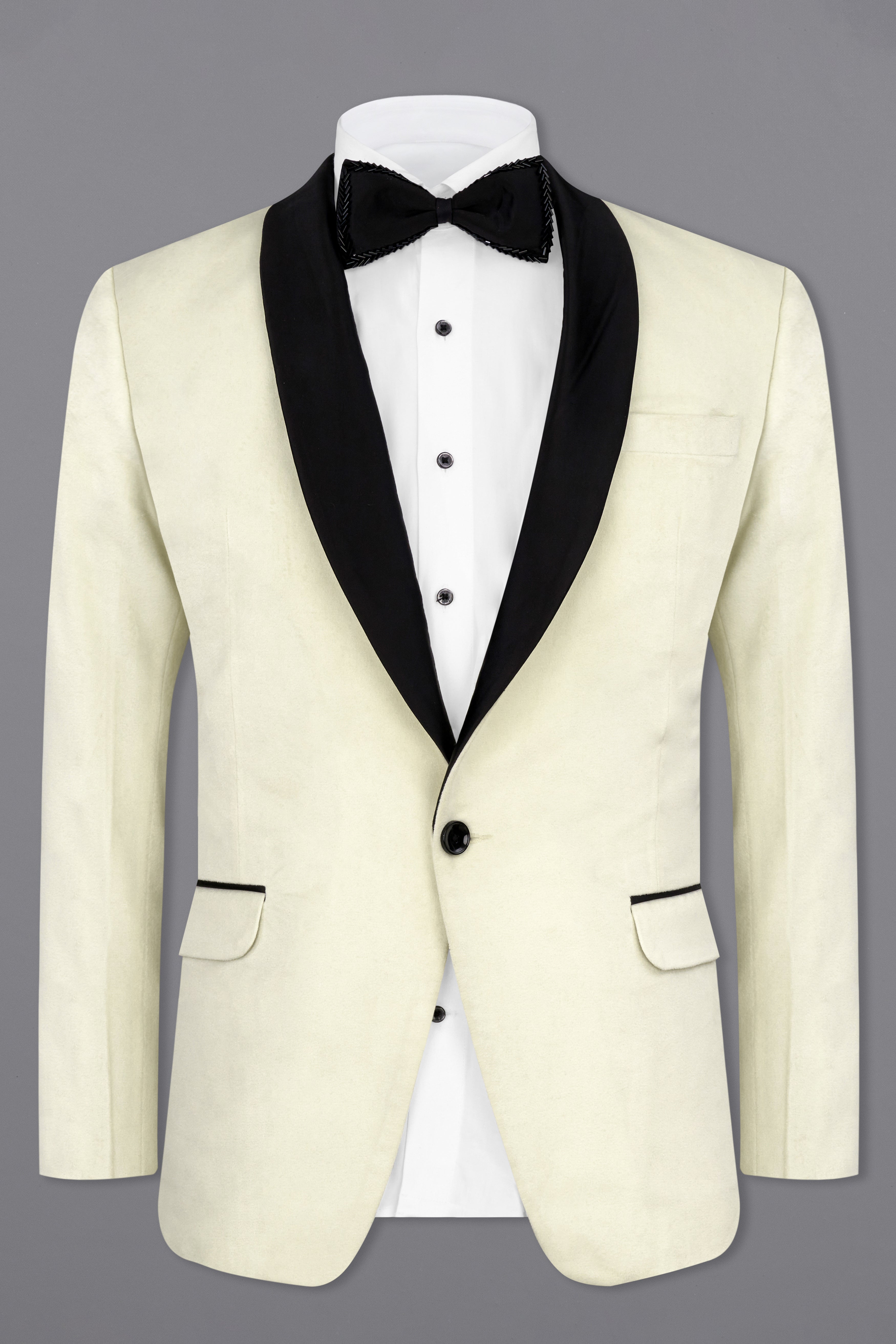 Pearl Bush Cream Velvet Tuxedo Designer Blazer