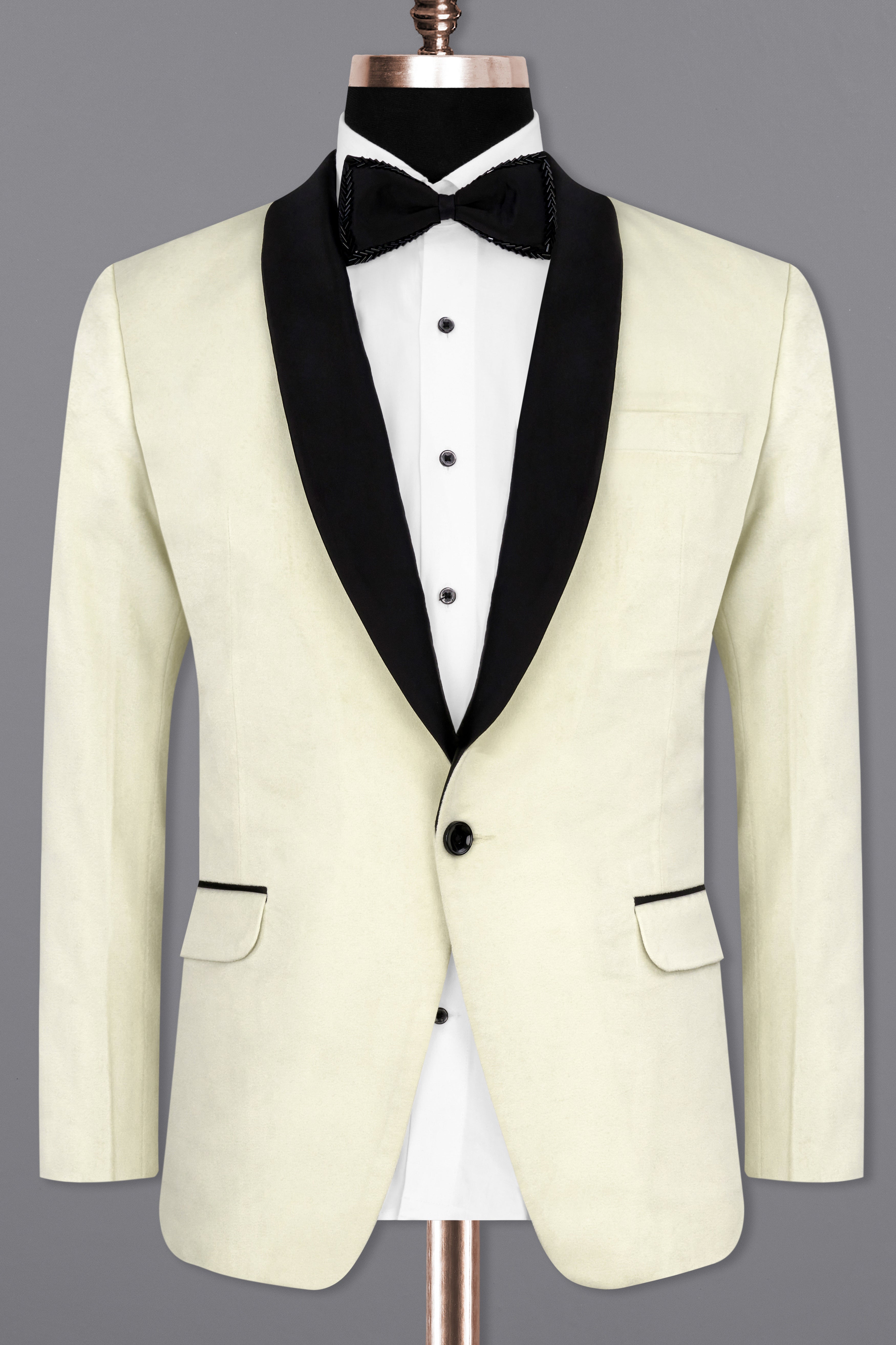 Pearl Bush Cream Velvet Tuxedo Designer Blazer