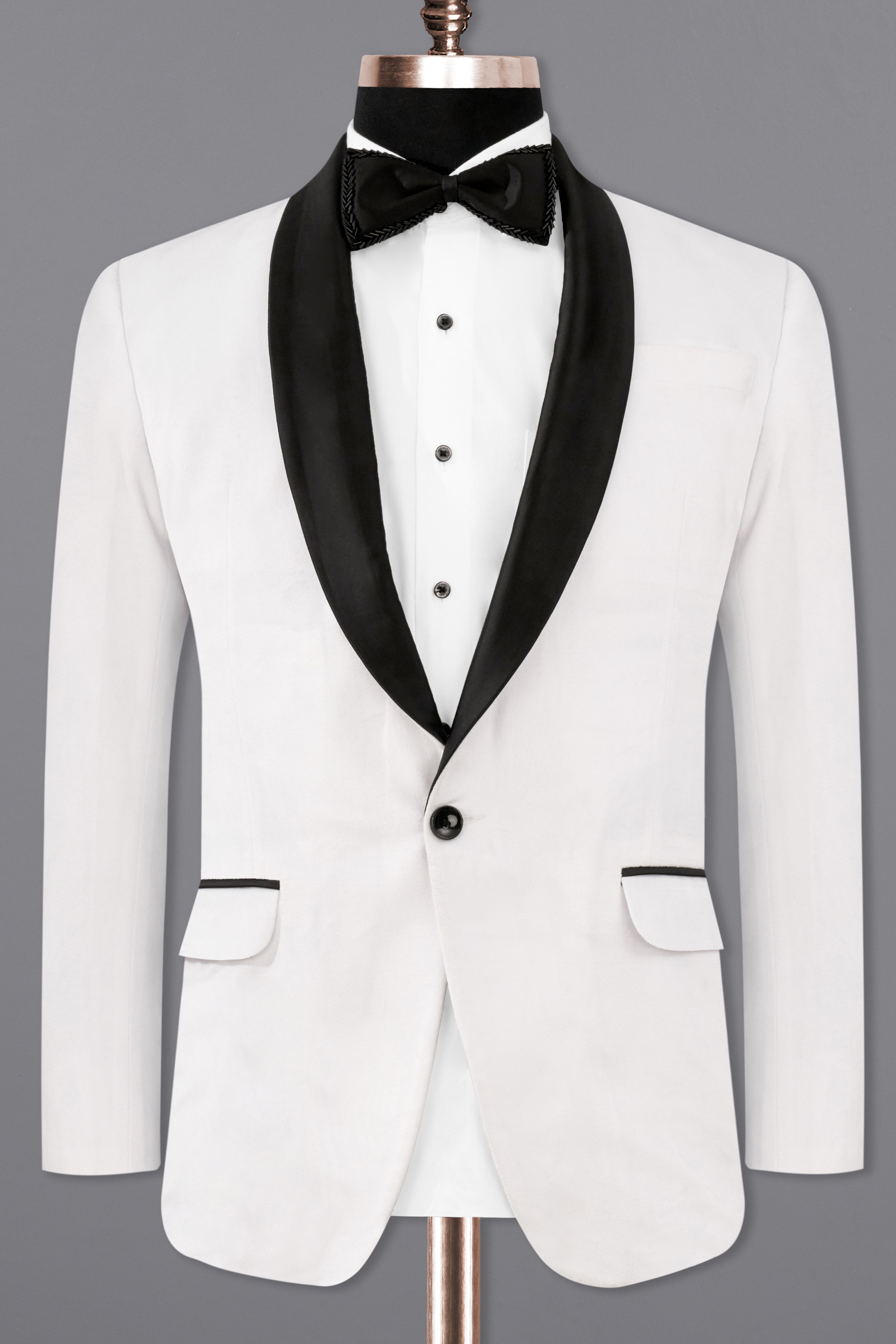 Bright White Velvet Tuxedo Designer Blazer