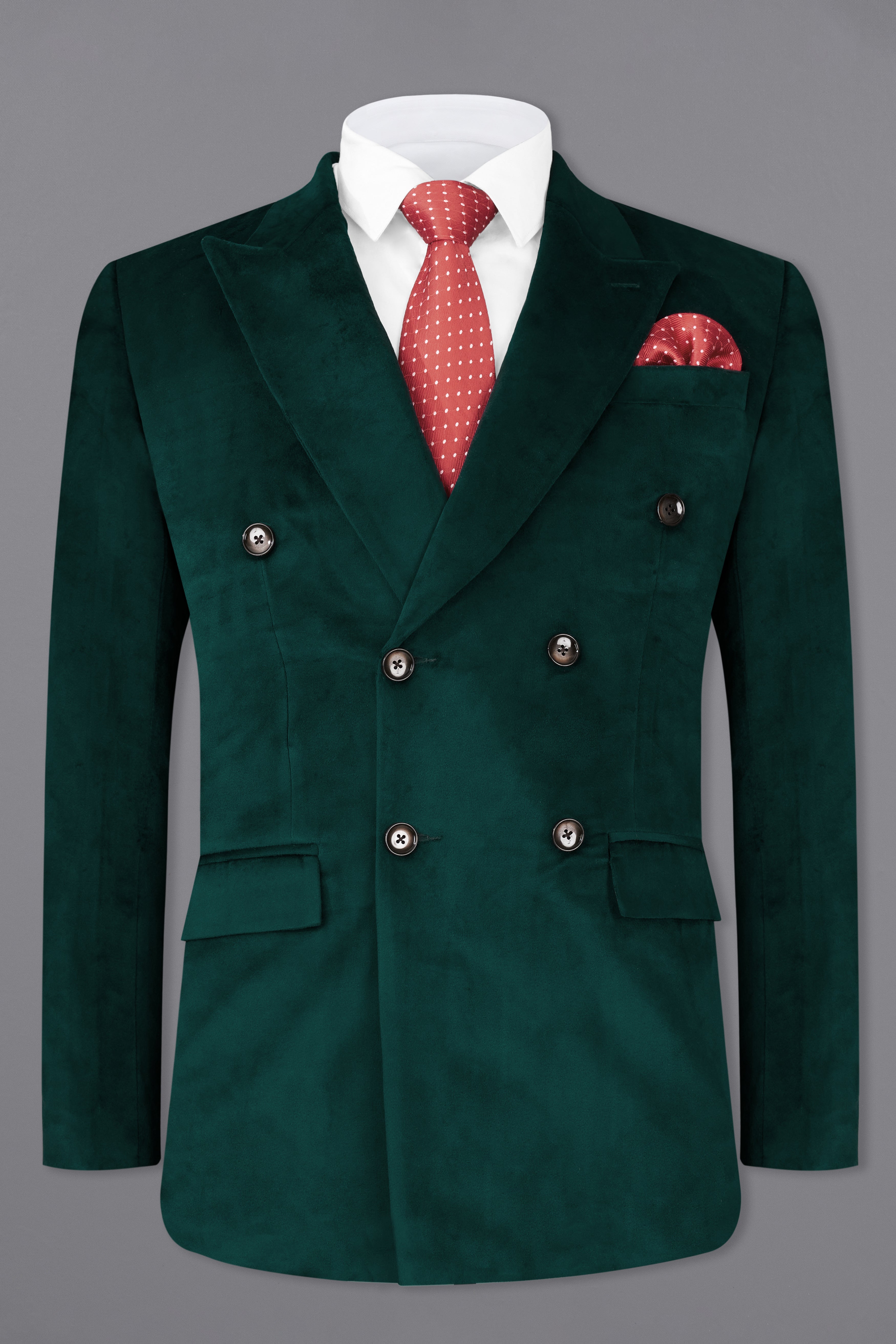 Burnham Dark Green Velvet Double-Breasted Designer Blazer