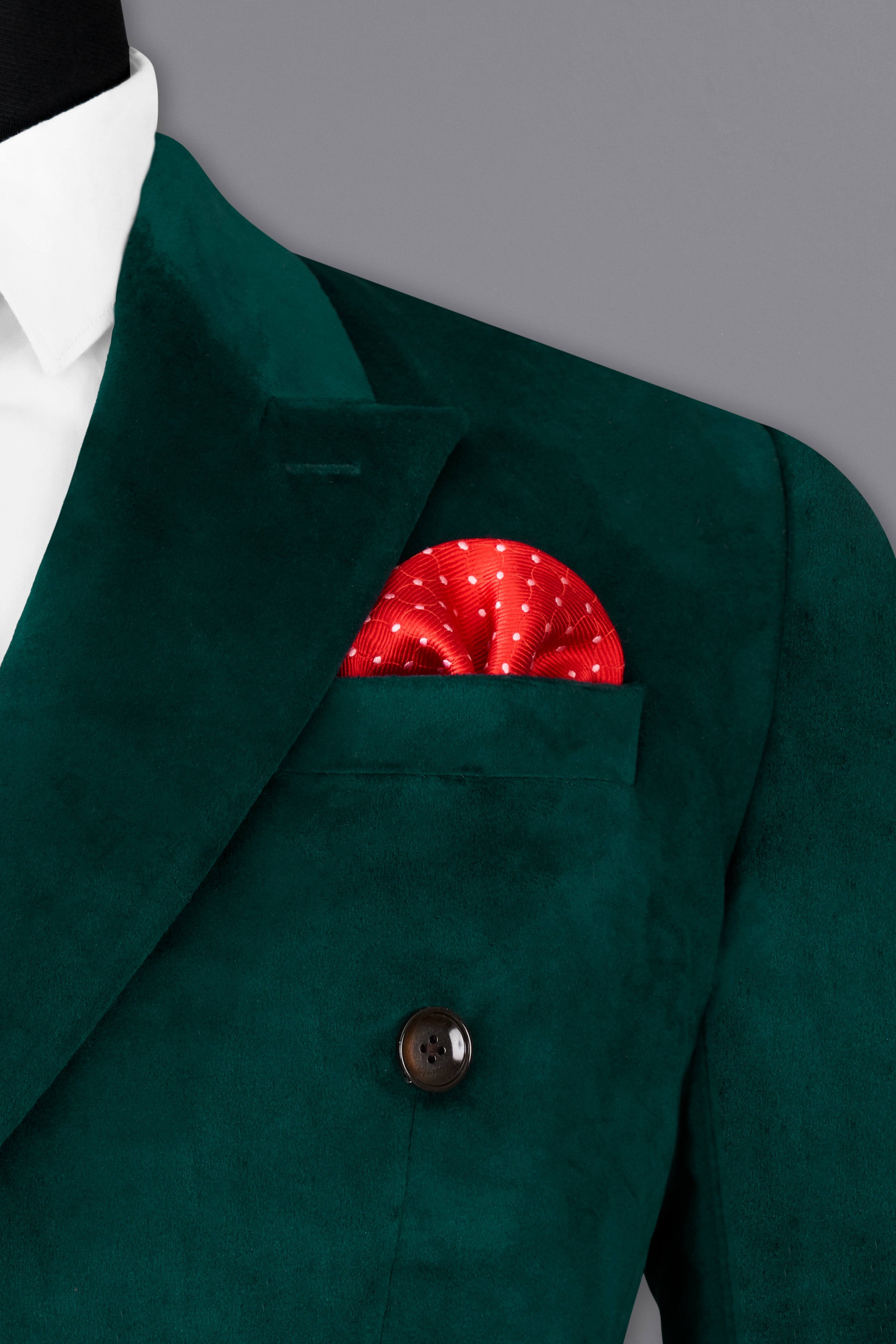 Burnham Dark Green Velvet Double-Breasted Designer Blazer