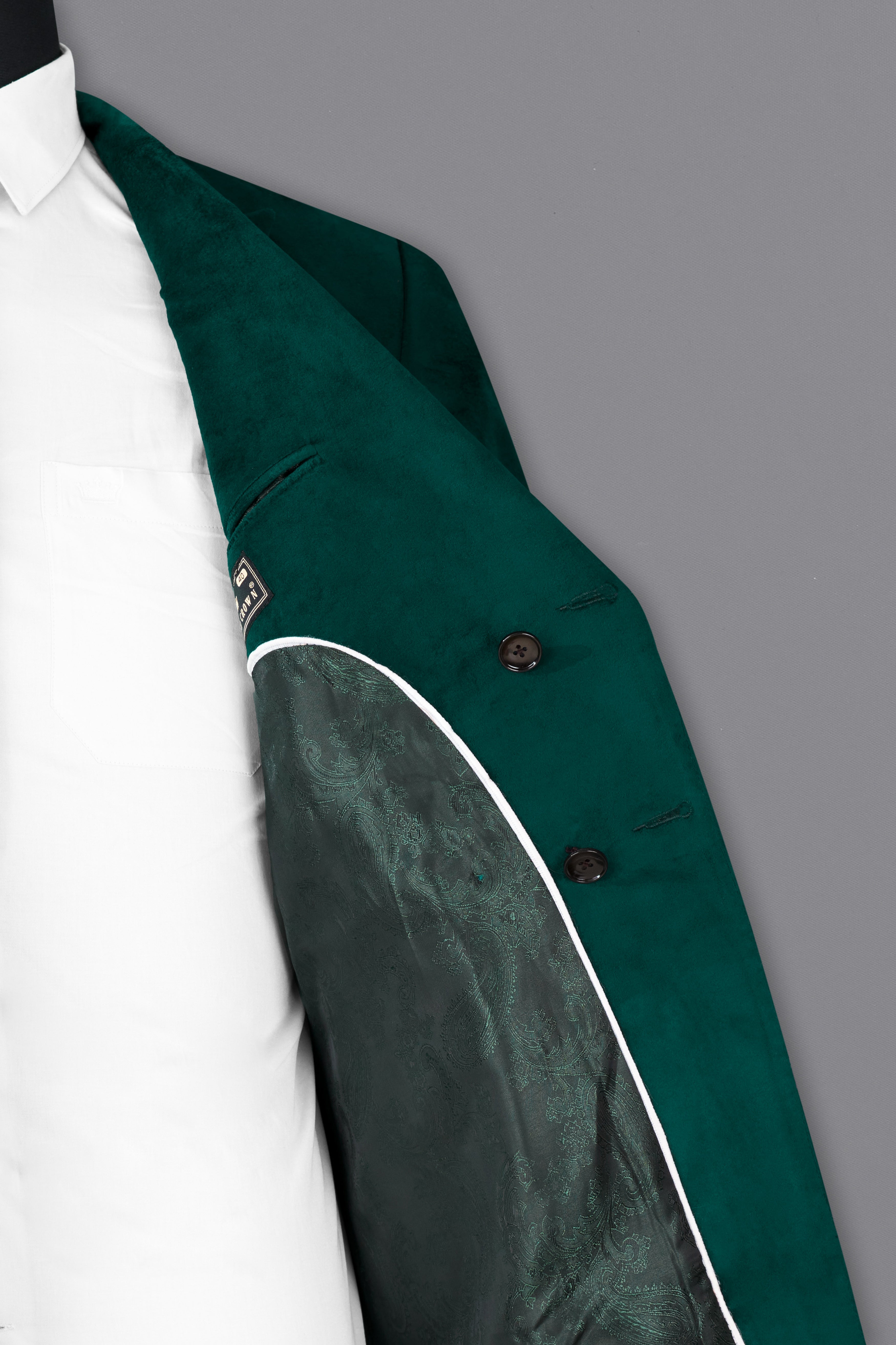 Burnham Dark Green Velvet Double-Breasted Designer Blazer