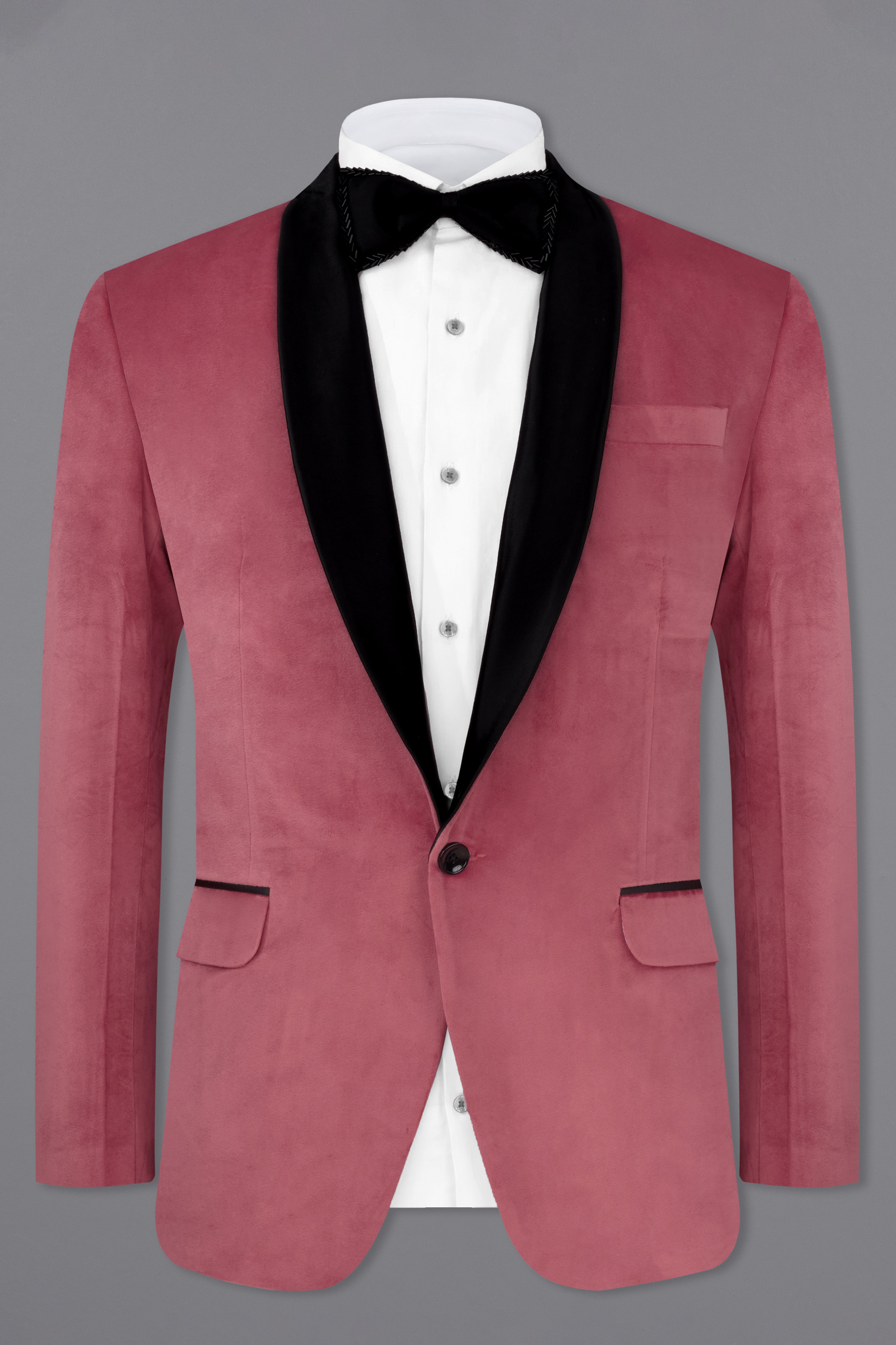 Rose Taupe Pink Velvet Tuxedo Designer Blazer