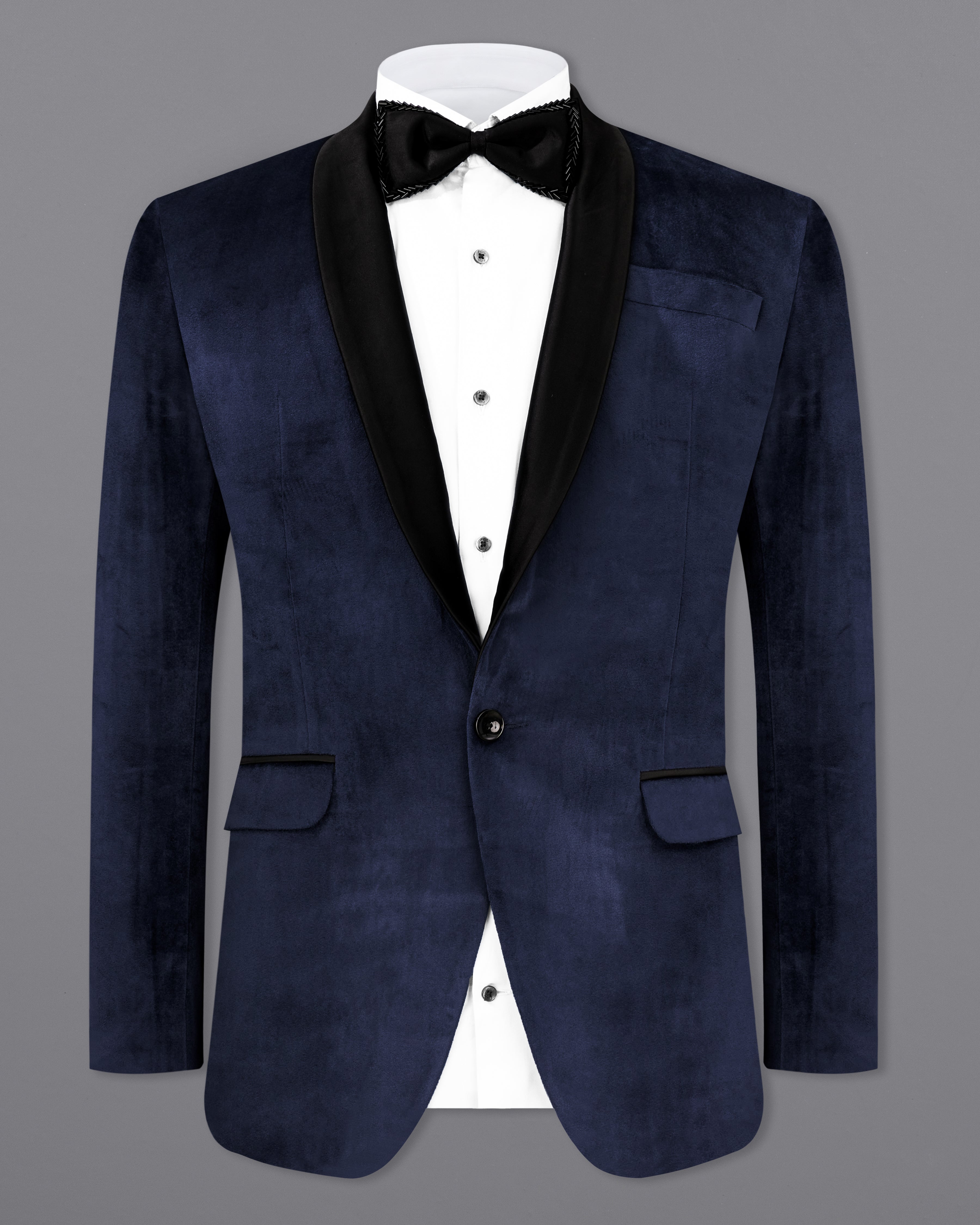 Thunder Blue Velvet Tuxedo Designer Blazer