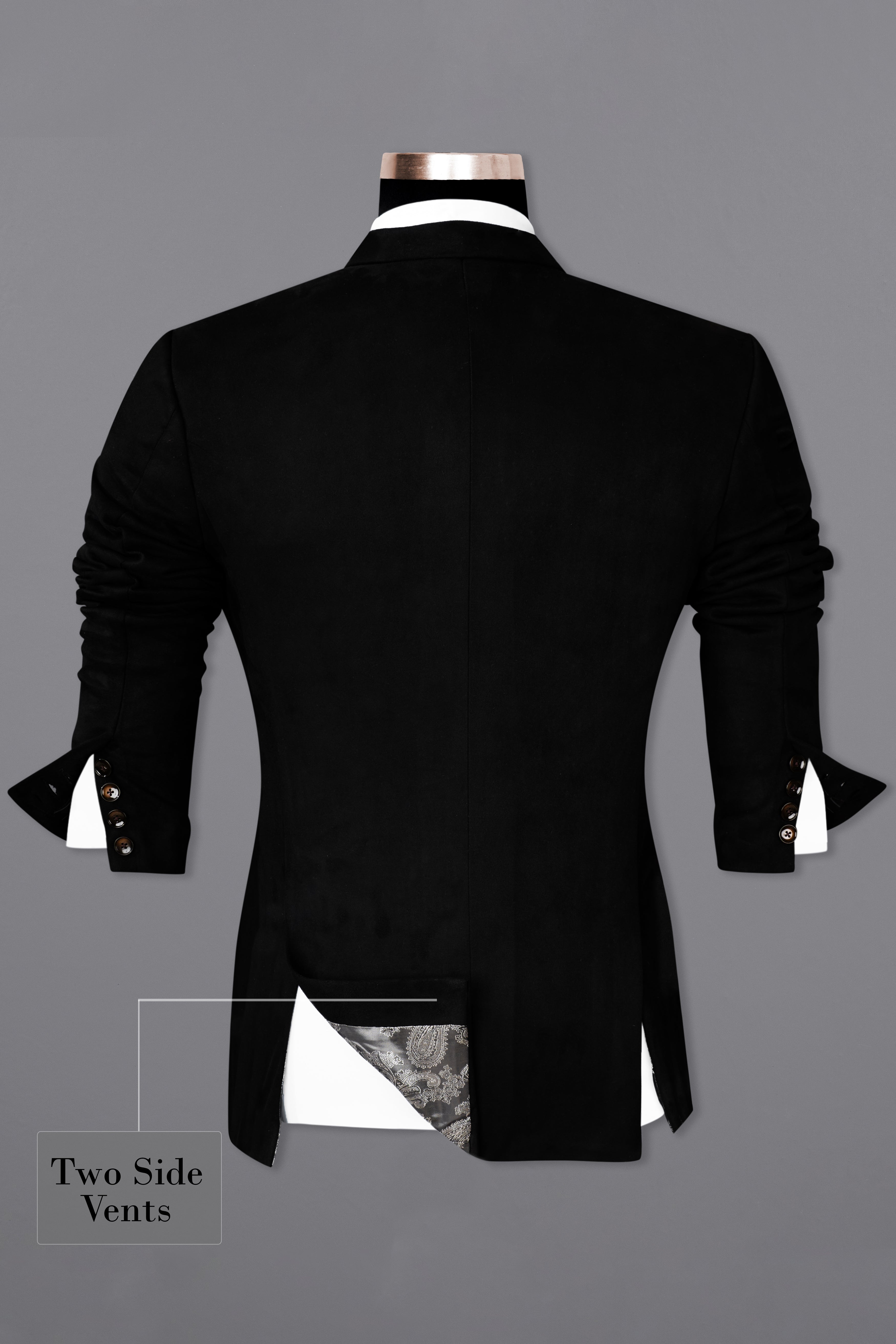 Jade Black Velvet Double-Breasted Designer Blazer