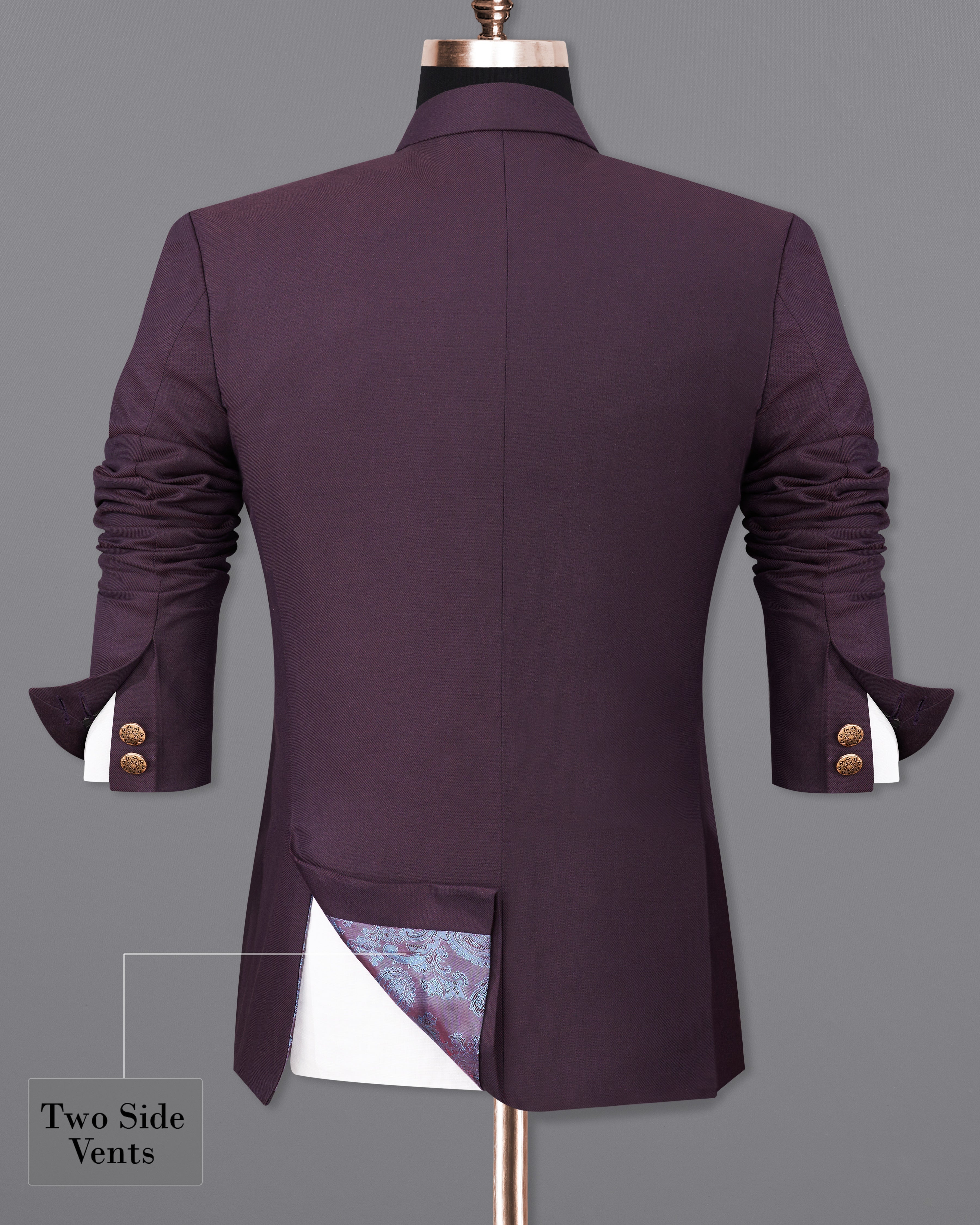 Eclipse Wine Cross Placket Bandhgala Blazer