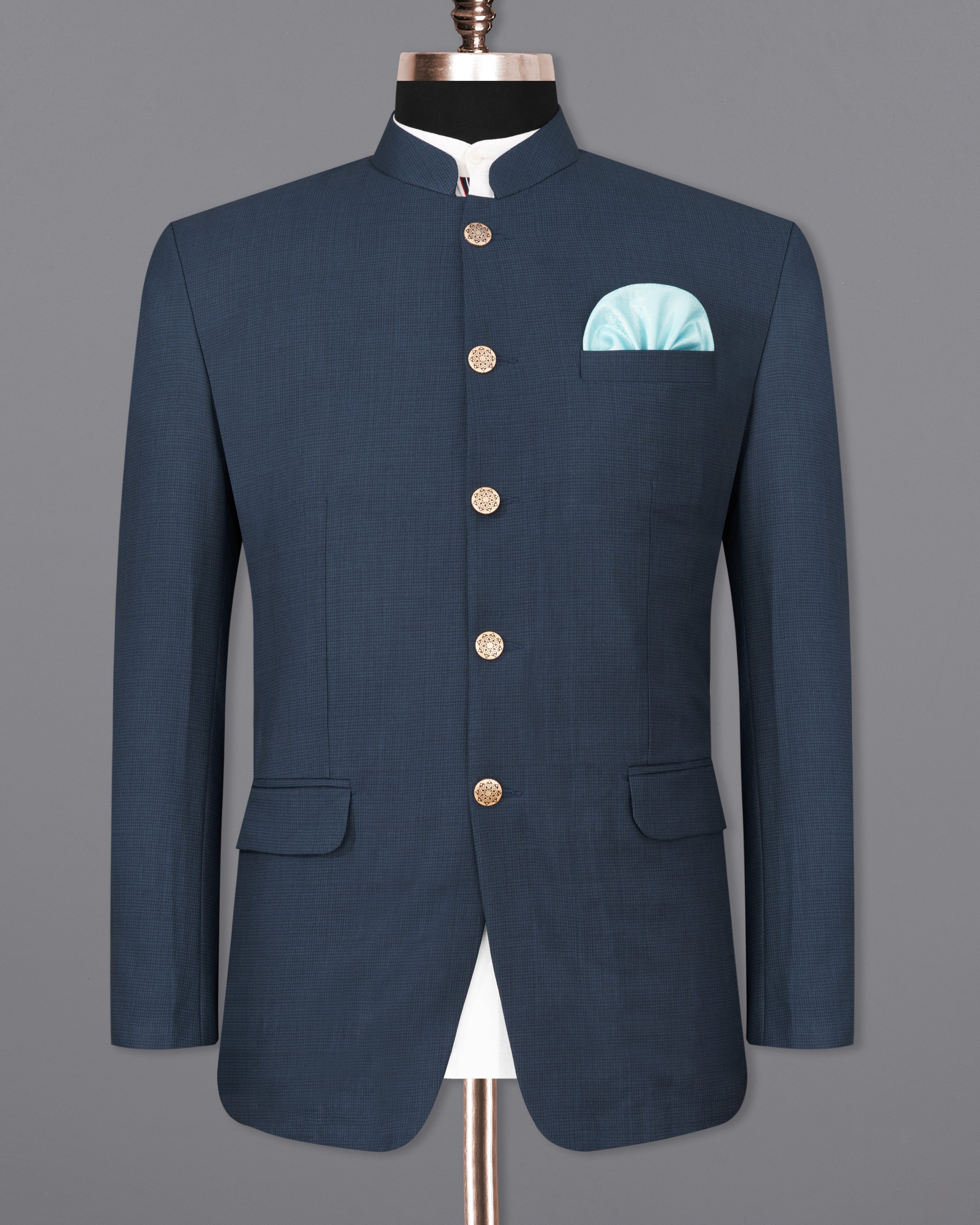 Bunting Blue Bandhgala Blazer