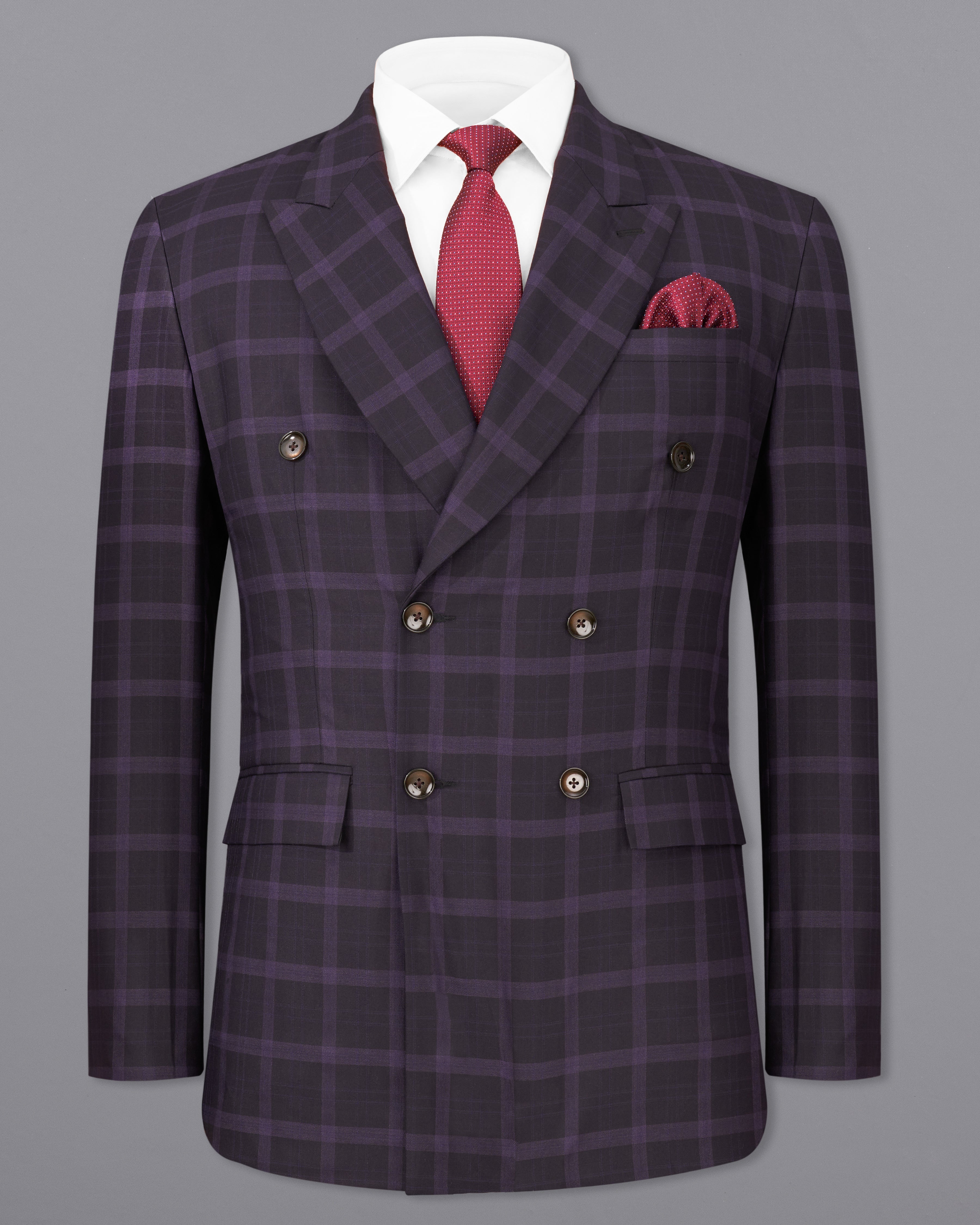 Melanzane Violet and Mortar Purple Plaid Double Breasted Blazer