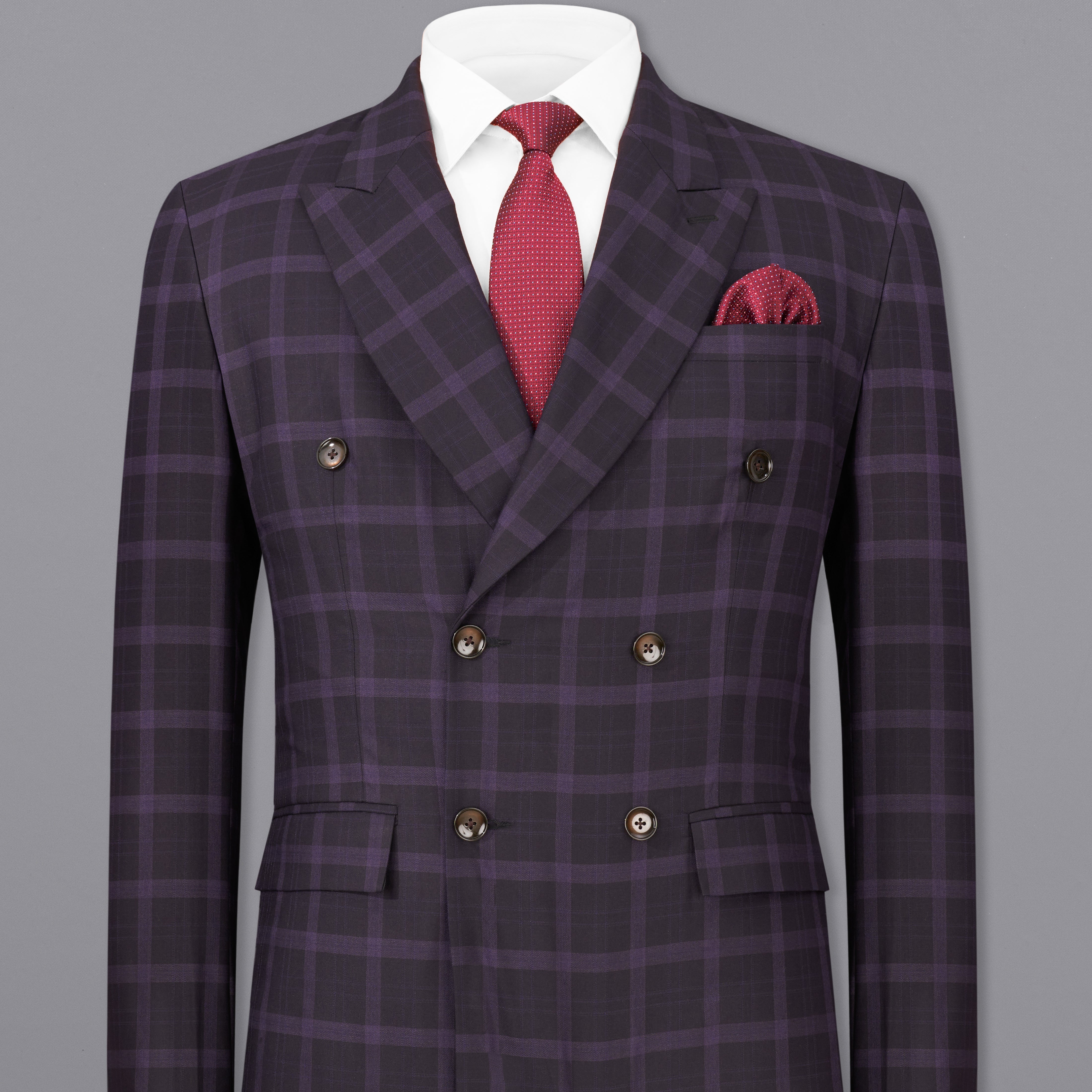 Melanzane Violet and Mortar Purple Plaid Double Breasted Blazer