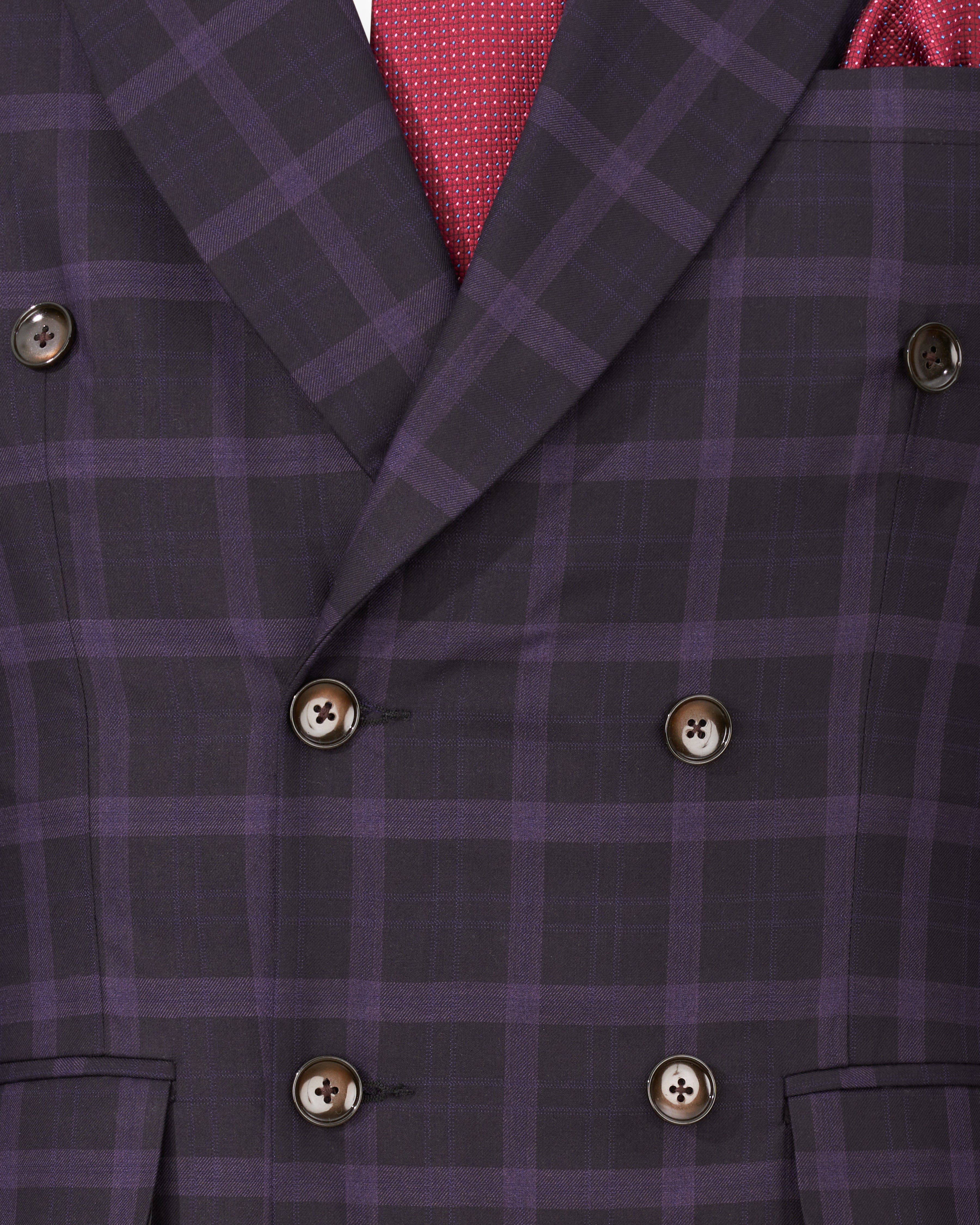 Melanzane Violet and Mortar Purple Plaid Double Breasted Blazer