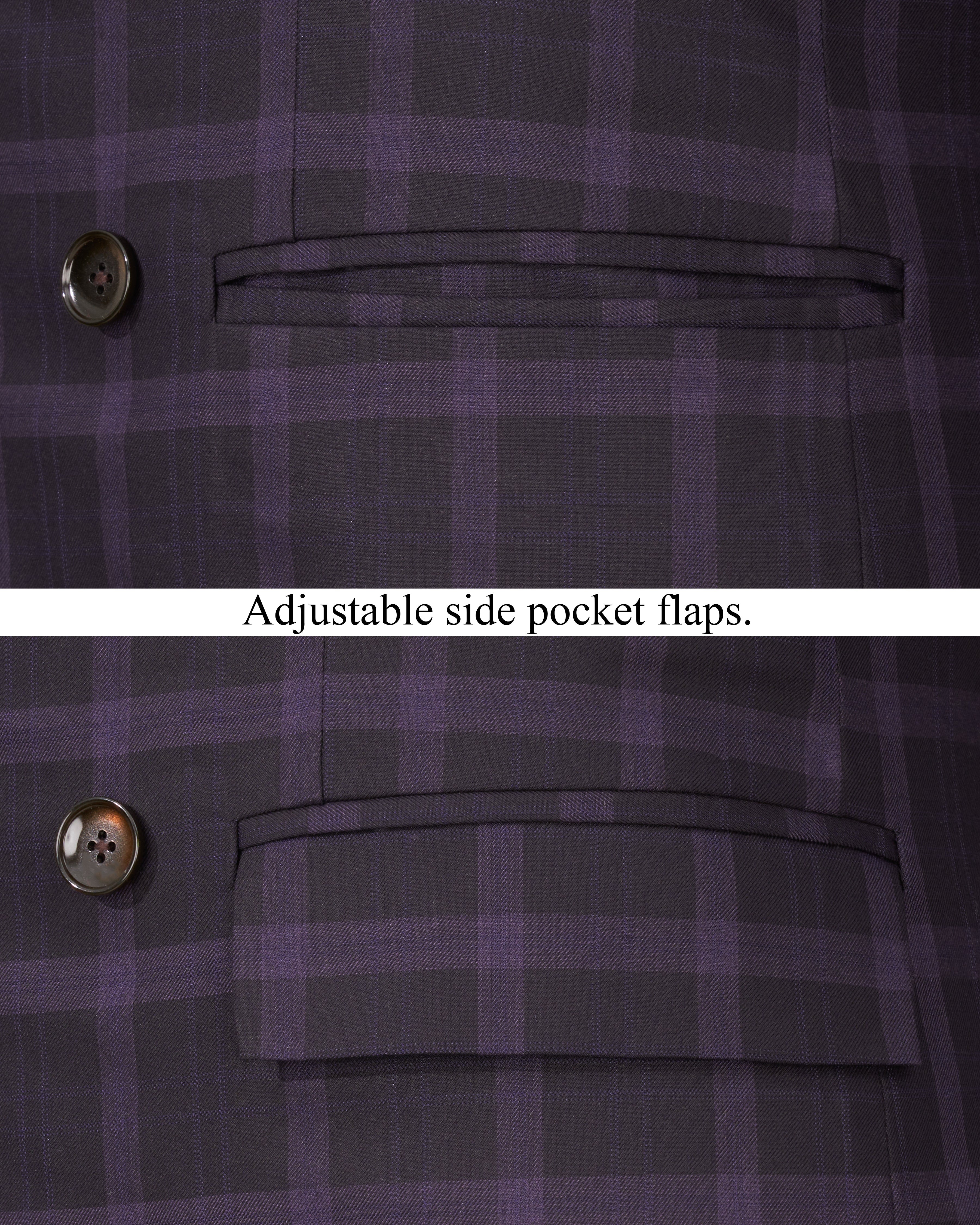 Melanzane Violet and Mortar Purple Plaid Double Breasted Blazer