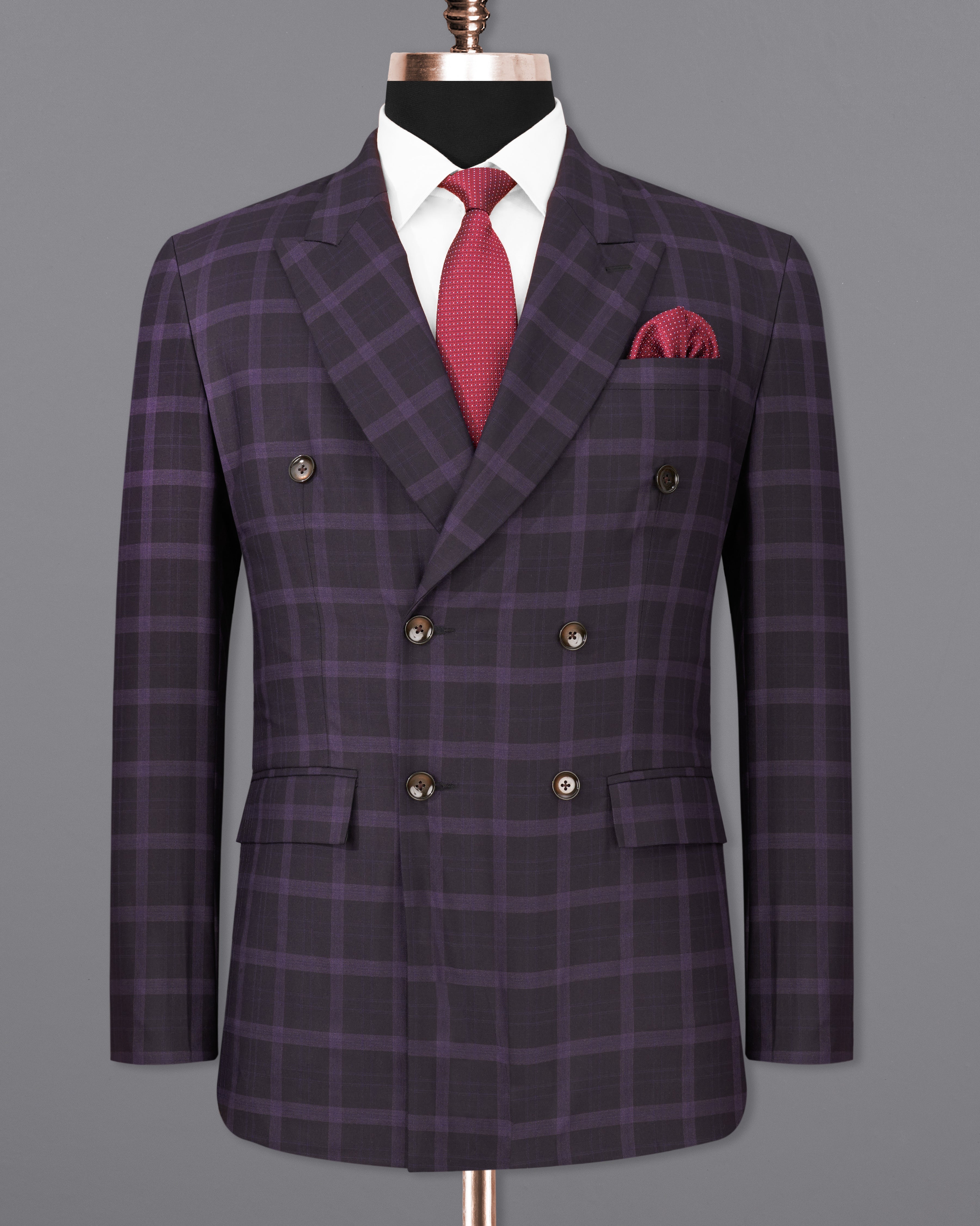 Melanzane Violet and Mortar Purple Plaid Double Breasted Blazer