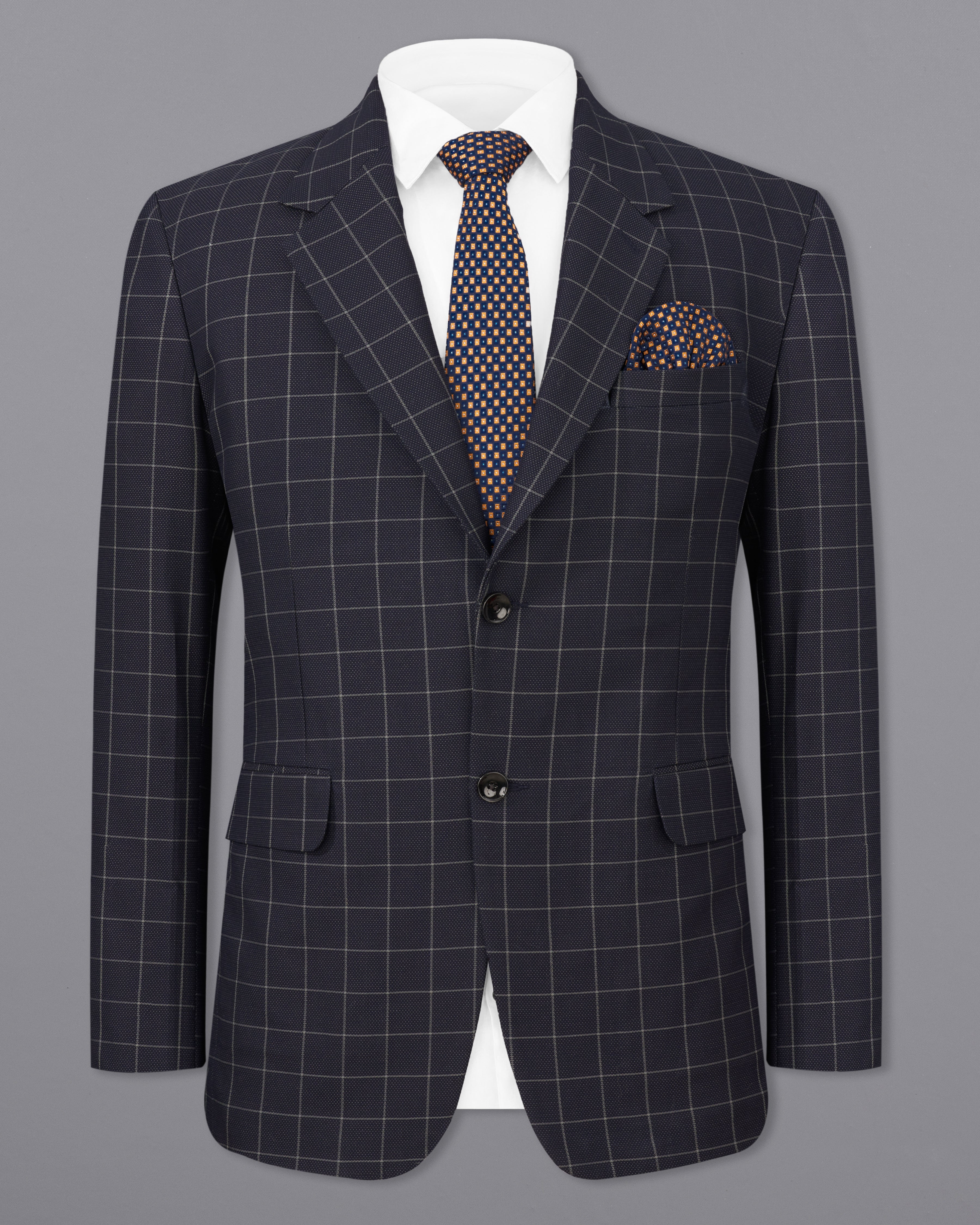 Jaguar Black Windowpane Single Breasted Blazer