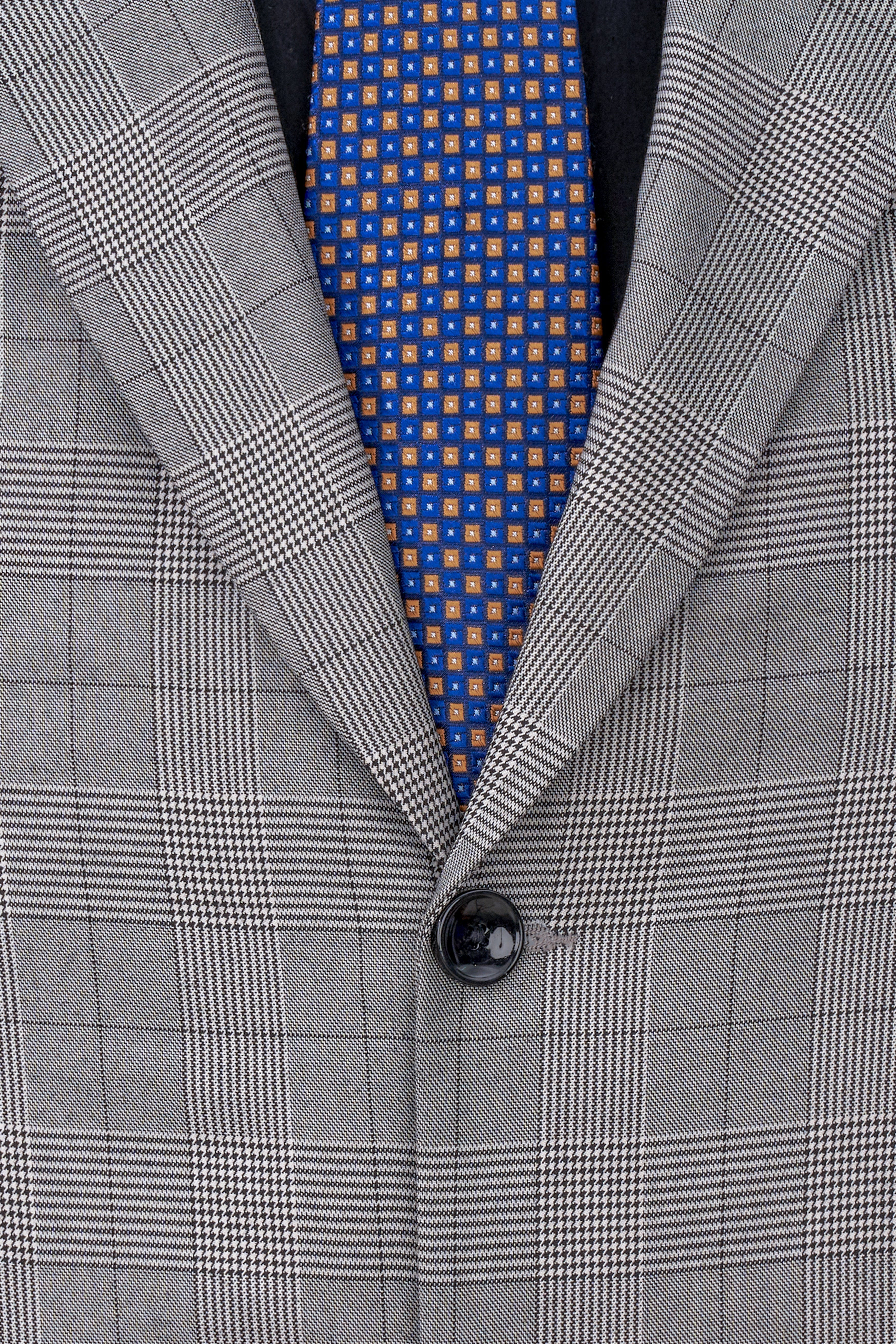 Storm Dust Gray Plaid Single Breasted Blazer