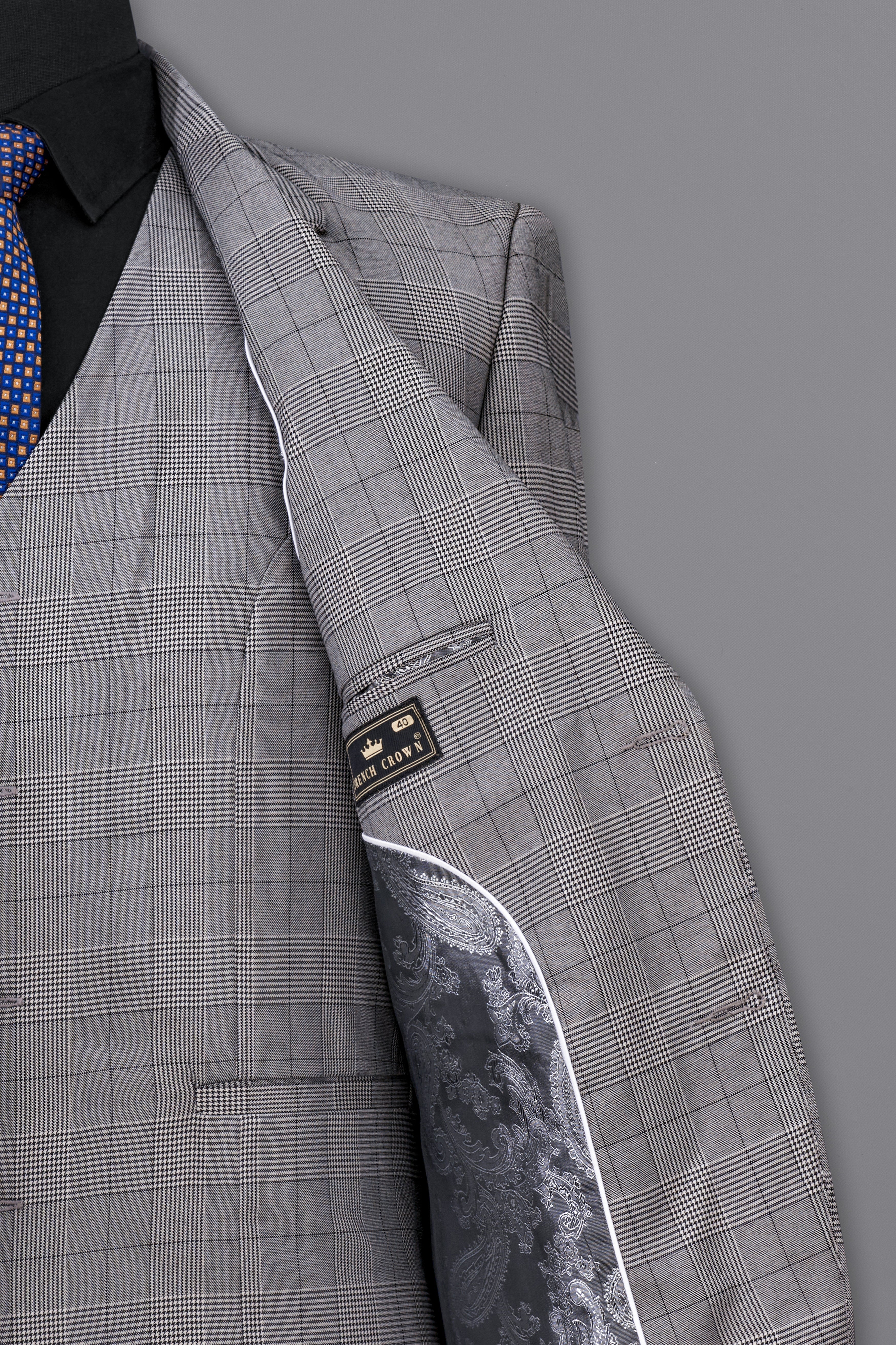 Storm Dust Gray Plaid Single Breasted Blazer