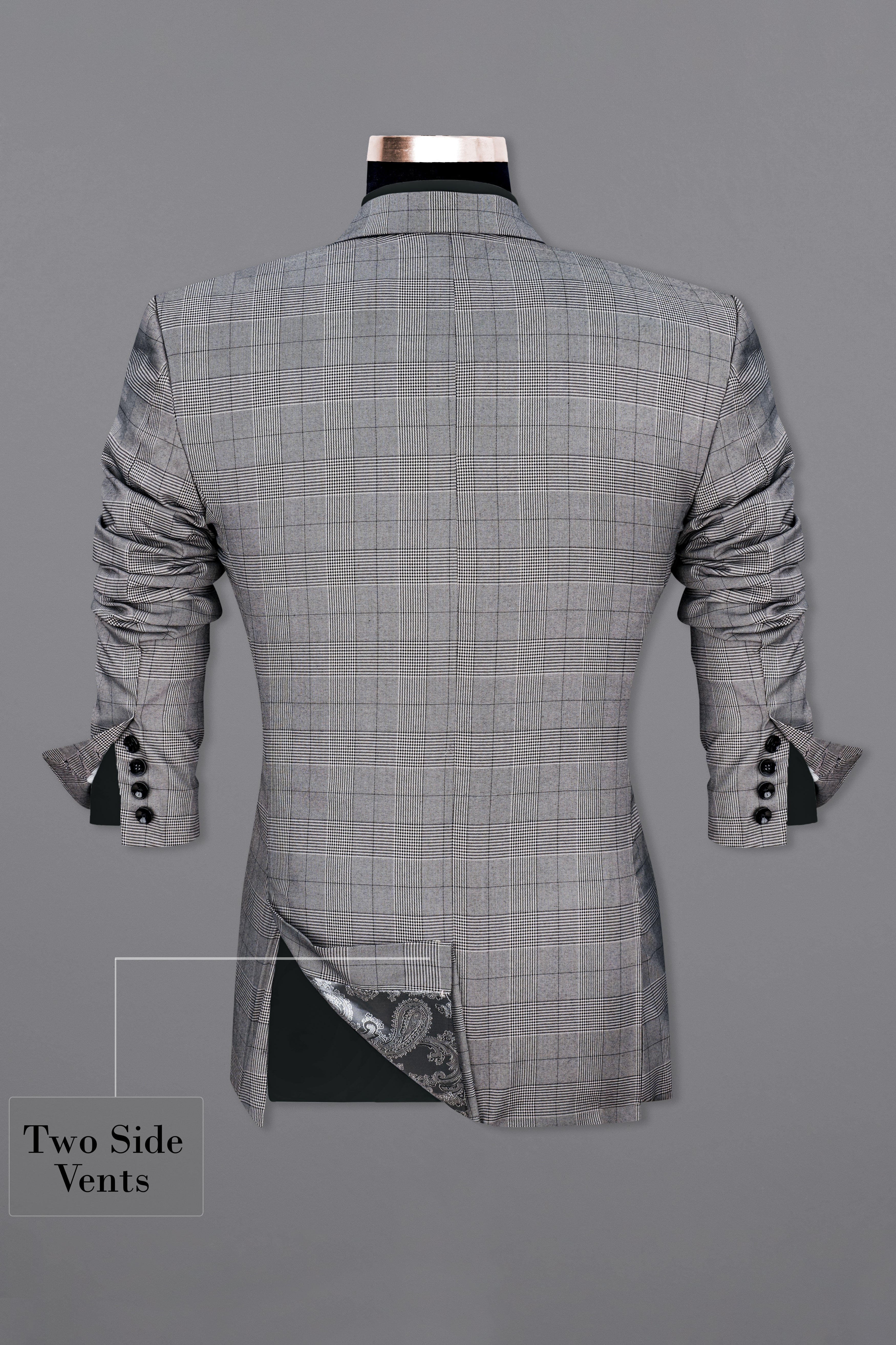 Storm Dust Gray Plaid Single Breasted Blazer