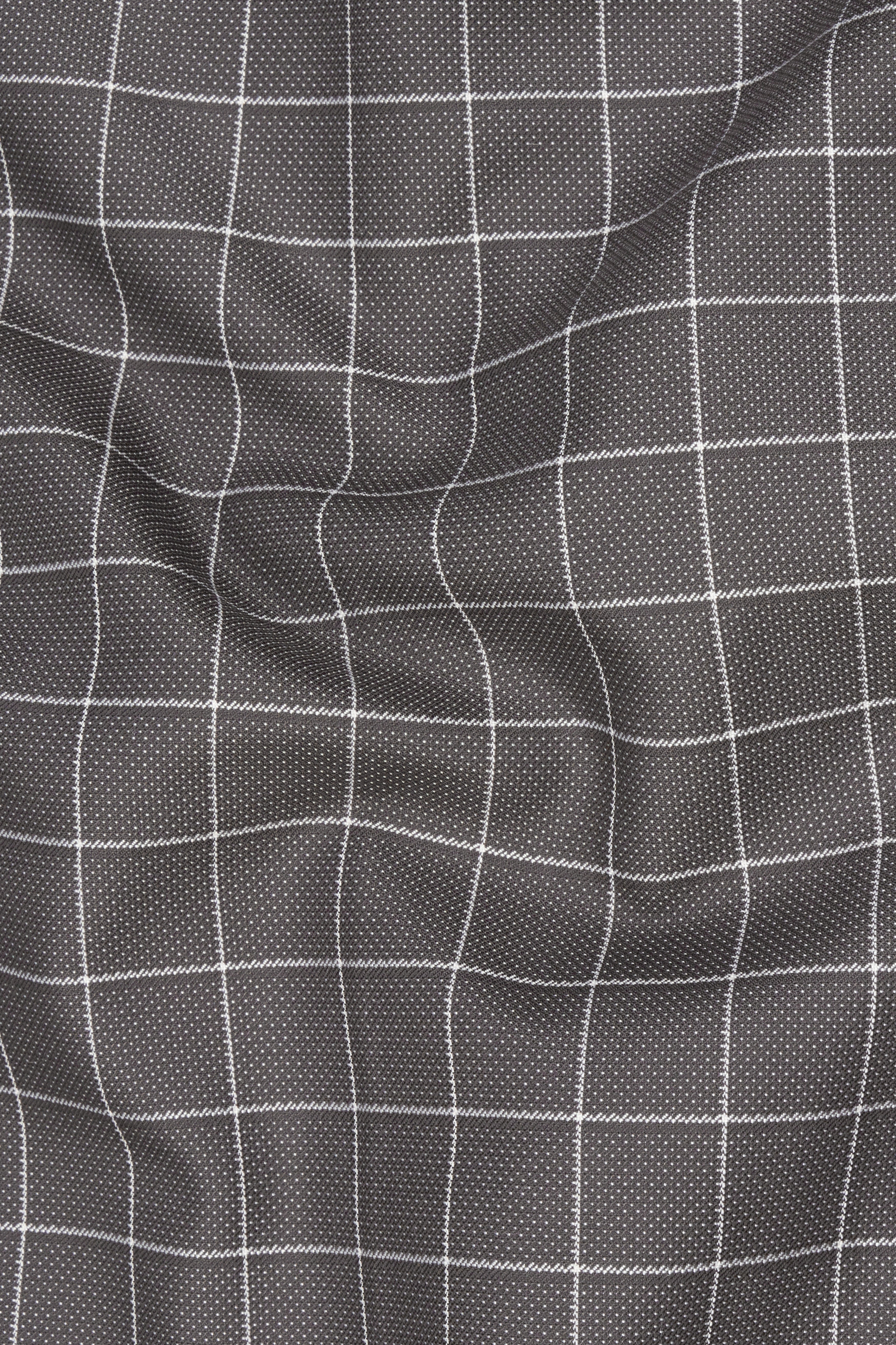 Mortar Gray Checkered Cross Placket Bandhgala Blazer