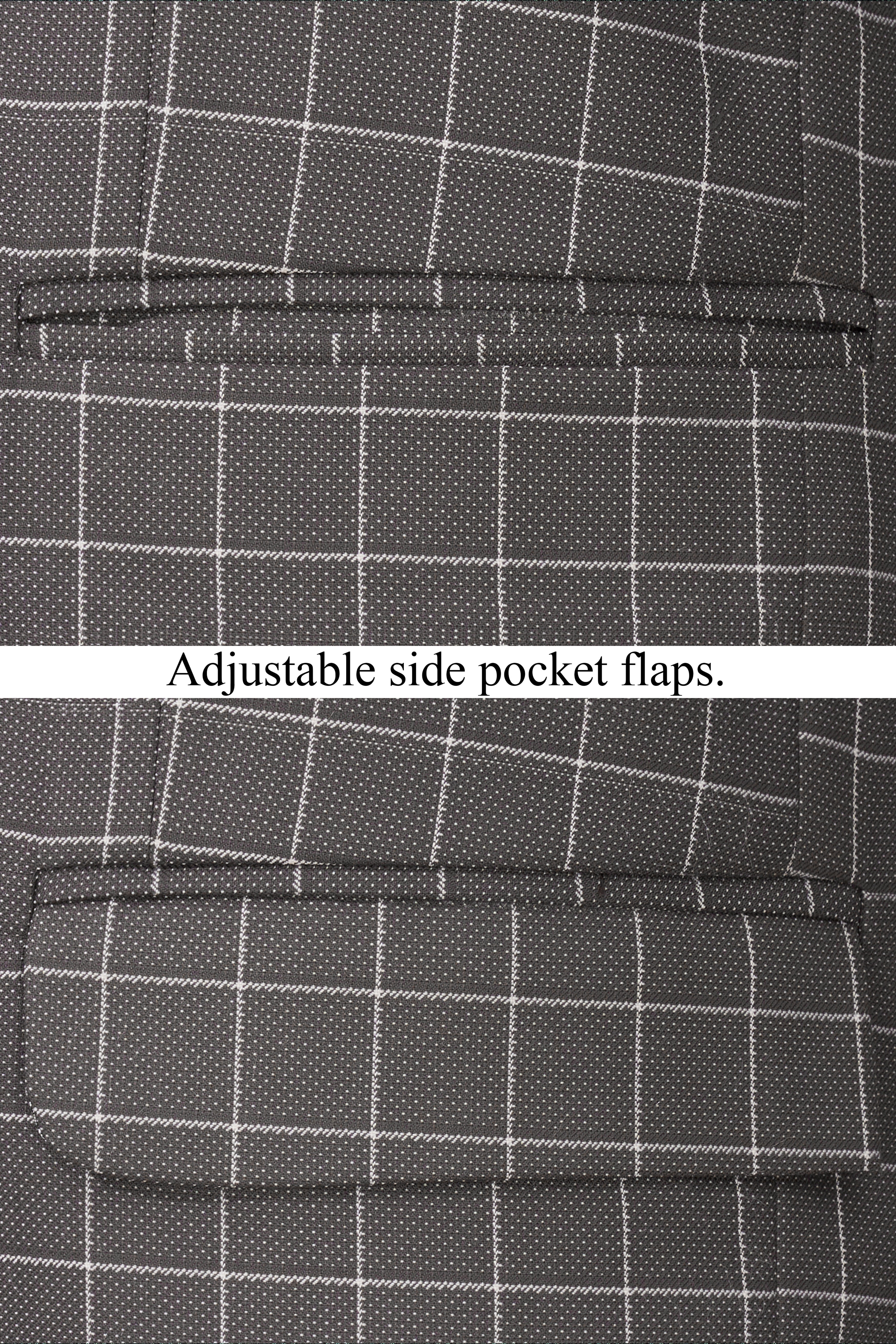 Mortar Gray Checkered Cross Placket Bandhgala Blazer