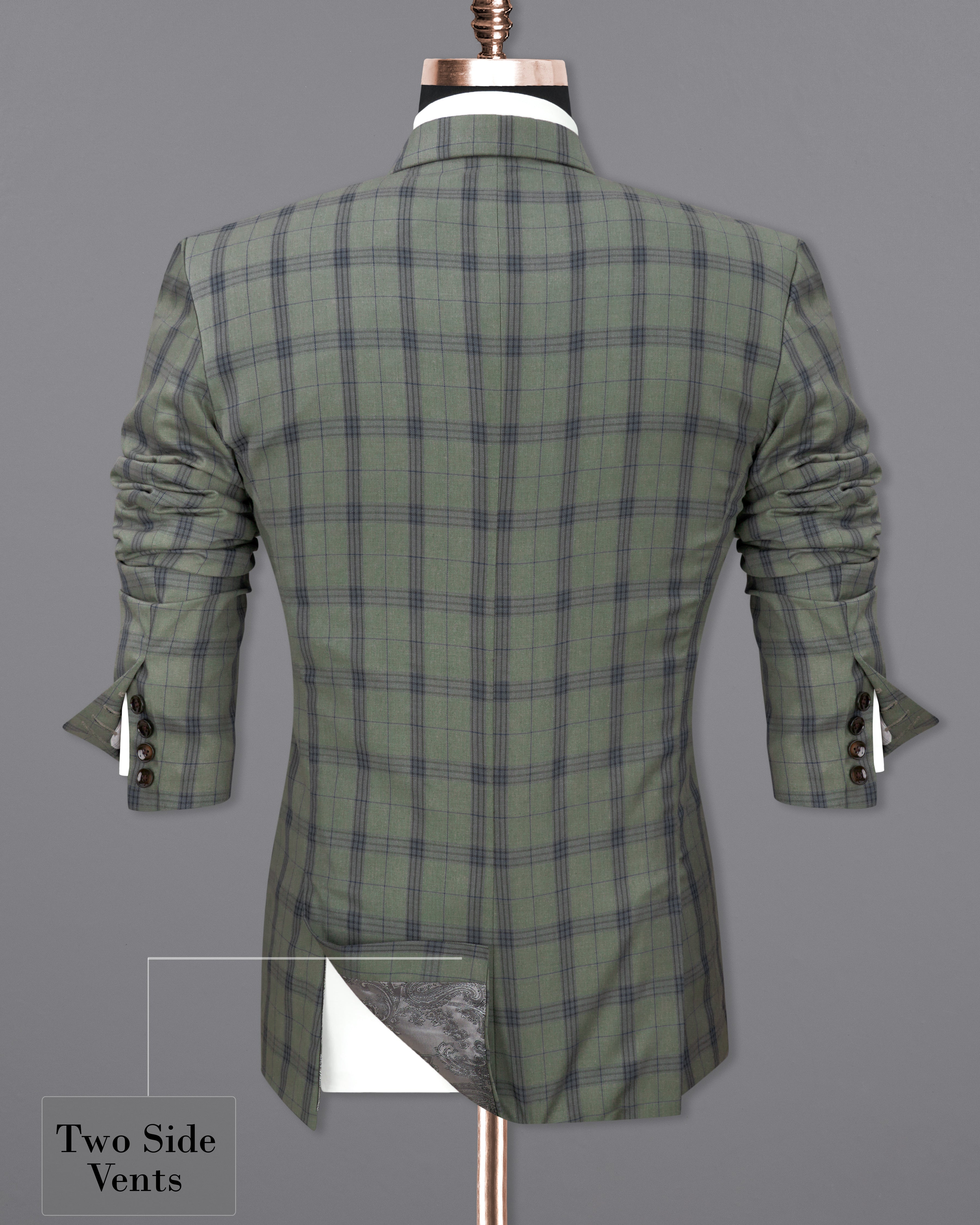 Limed Green and Martinique Blue Plaid Double Breasted Blazer