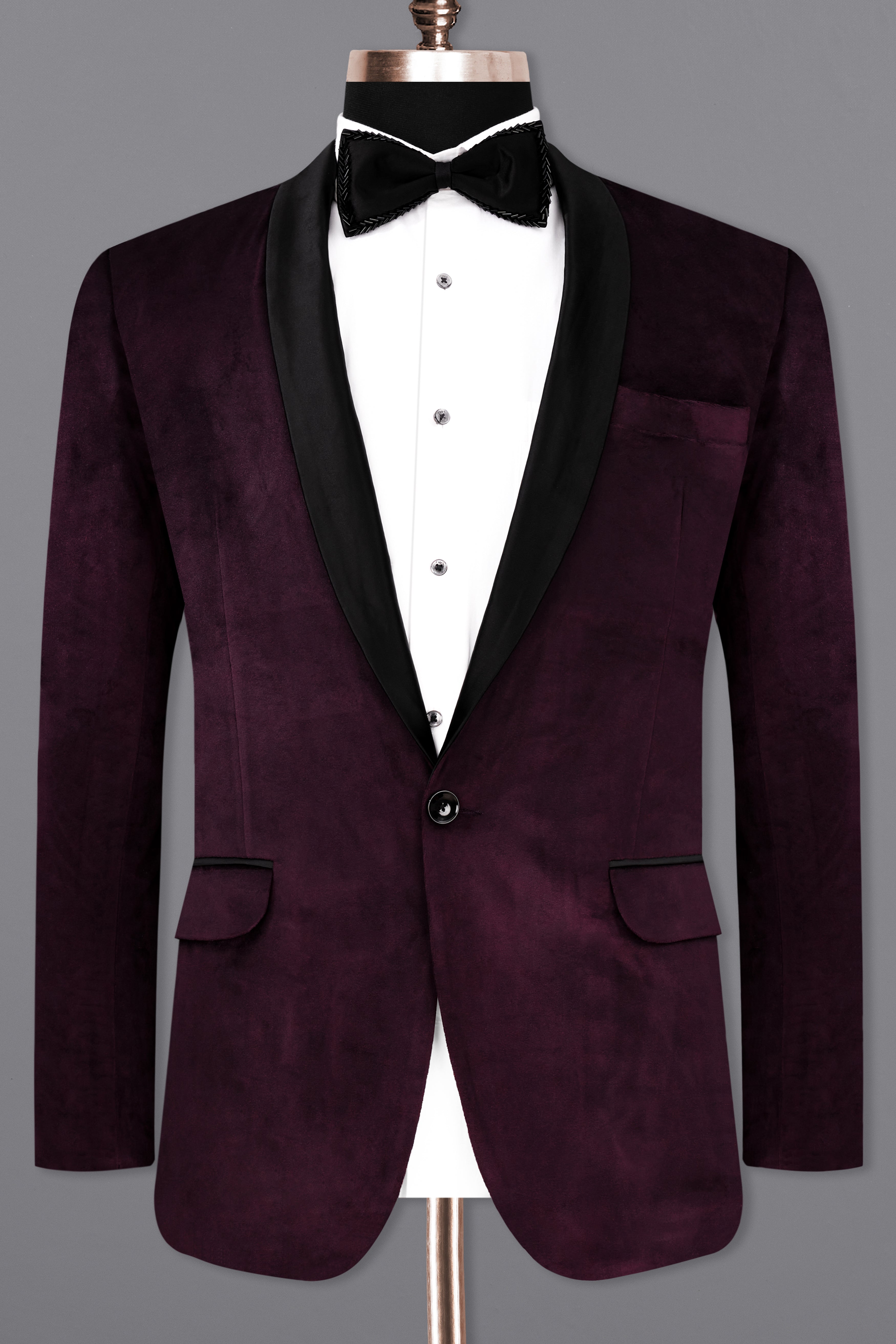 Eclipse Wine Velvet Tuxedo Blazer