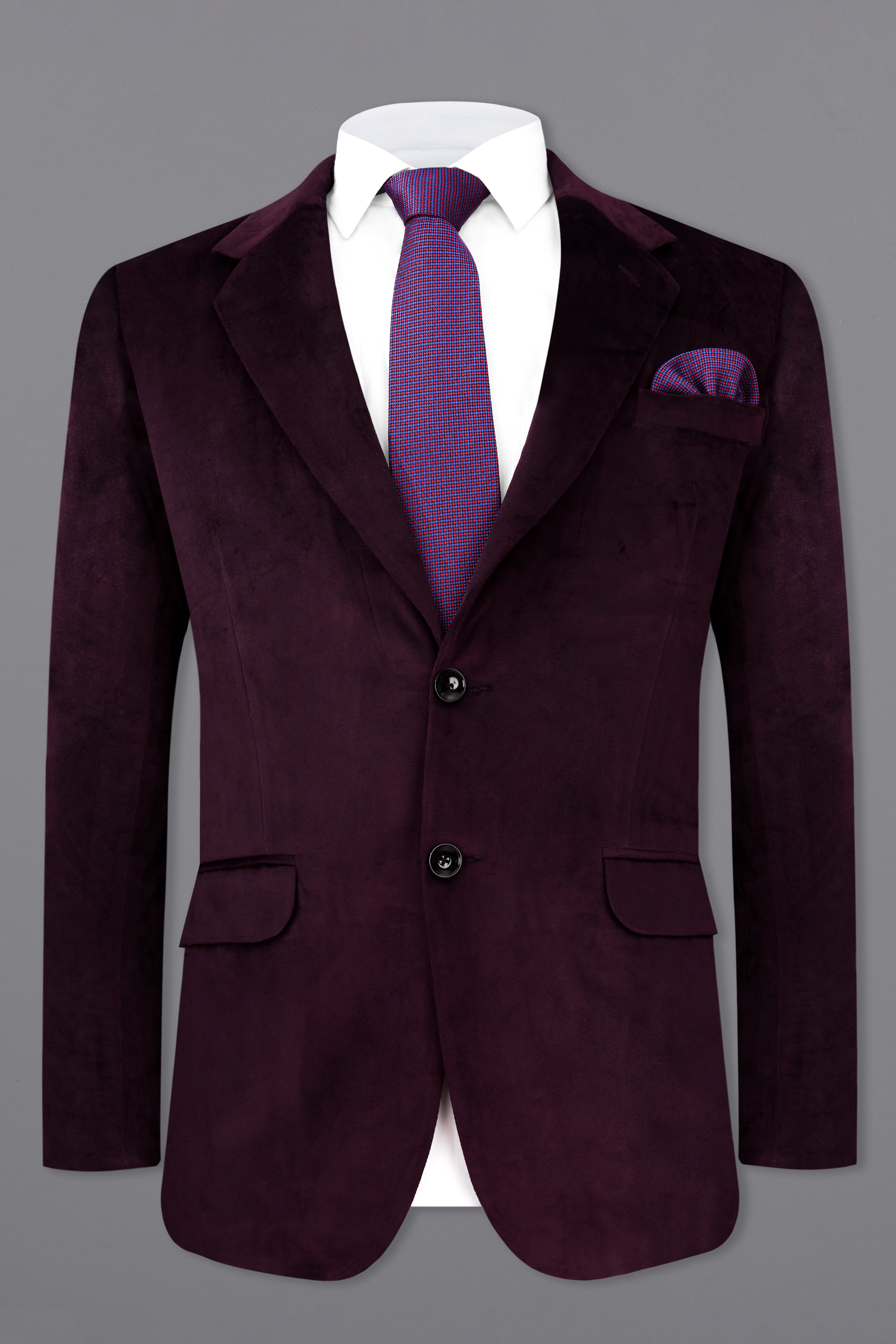 Eclipse Wine Velvet Single Breasted Blazer