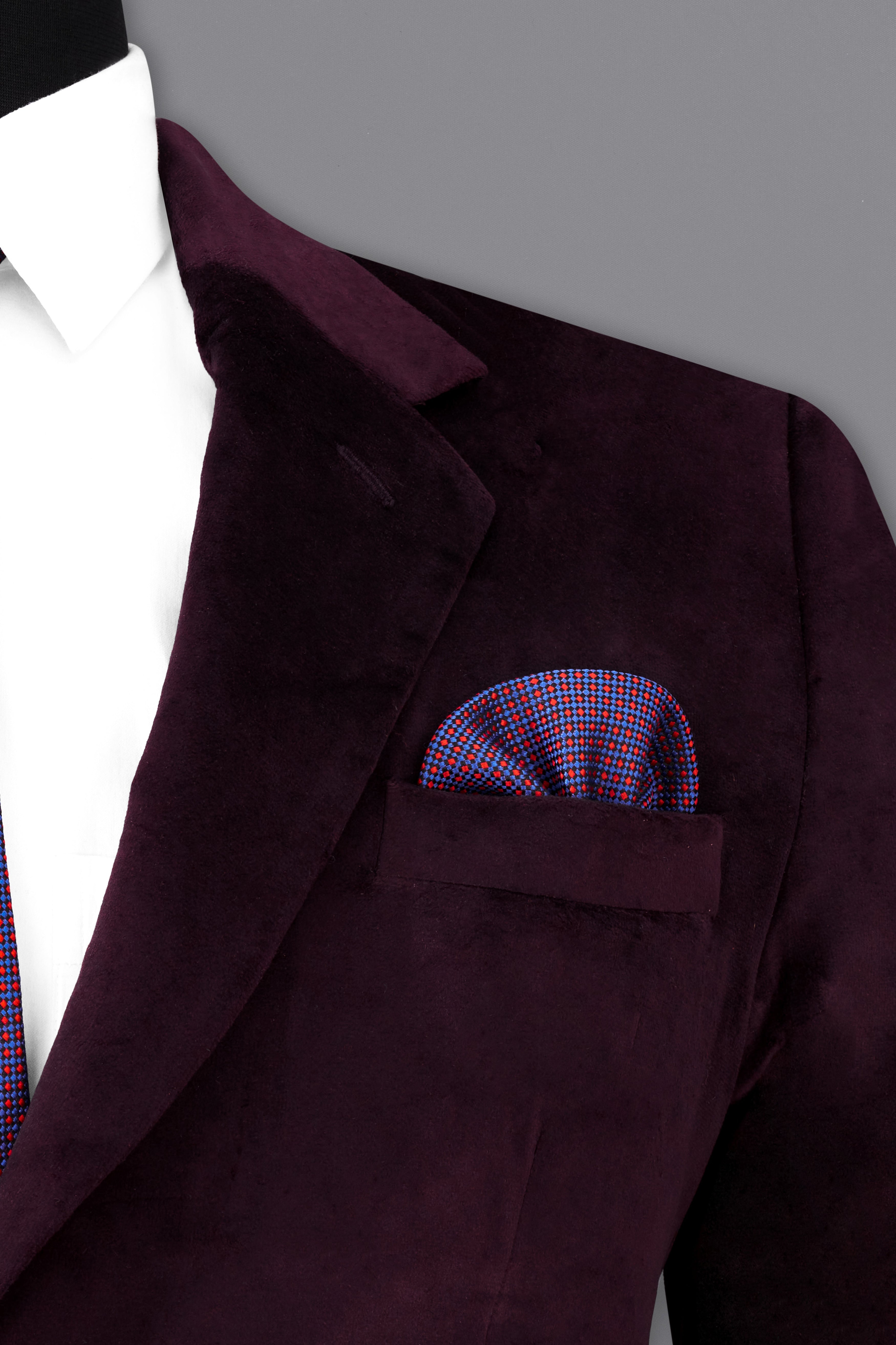 Eclipse Wine Velvet Single Breasted Blazer