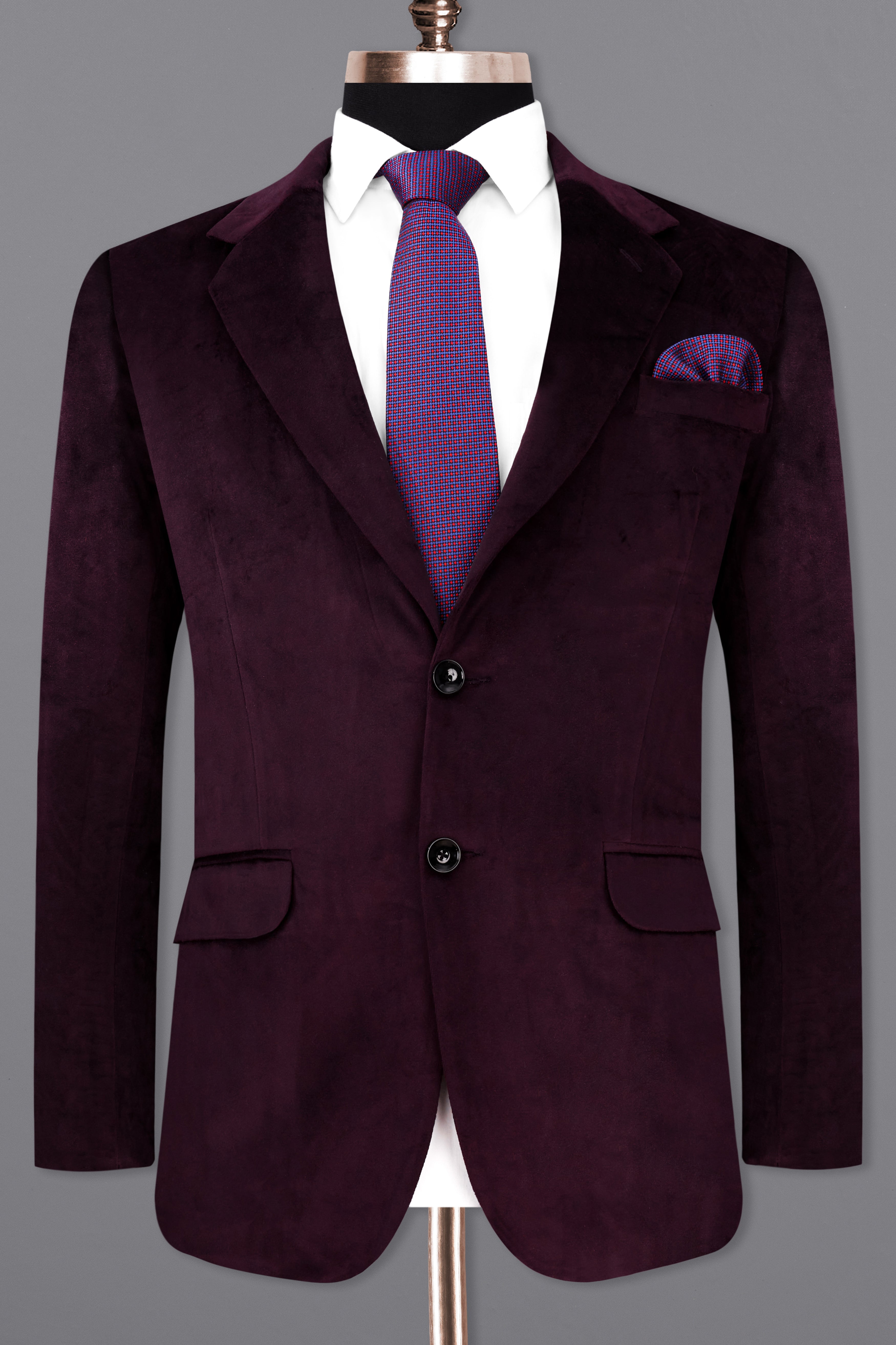 Eclipse Wine Velvet Single Breasted Blazer