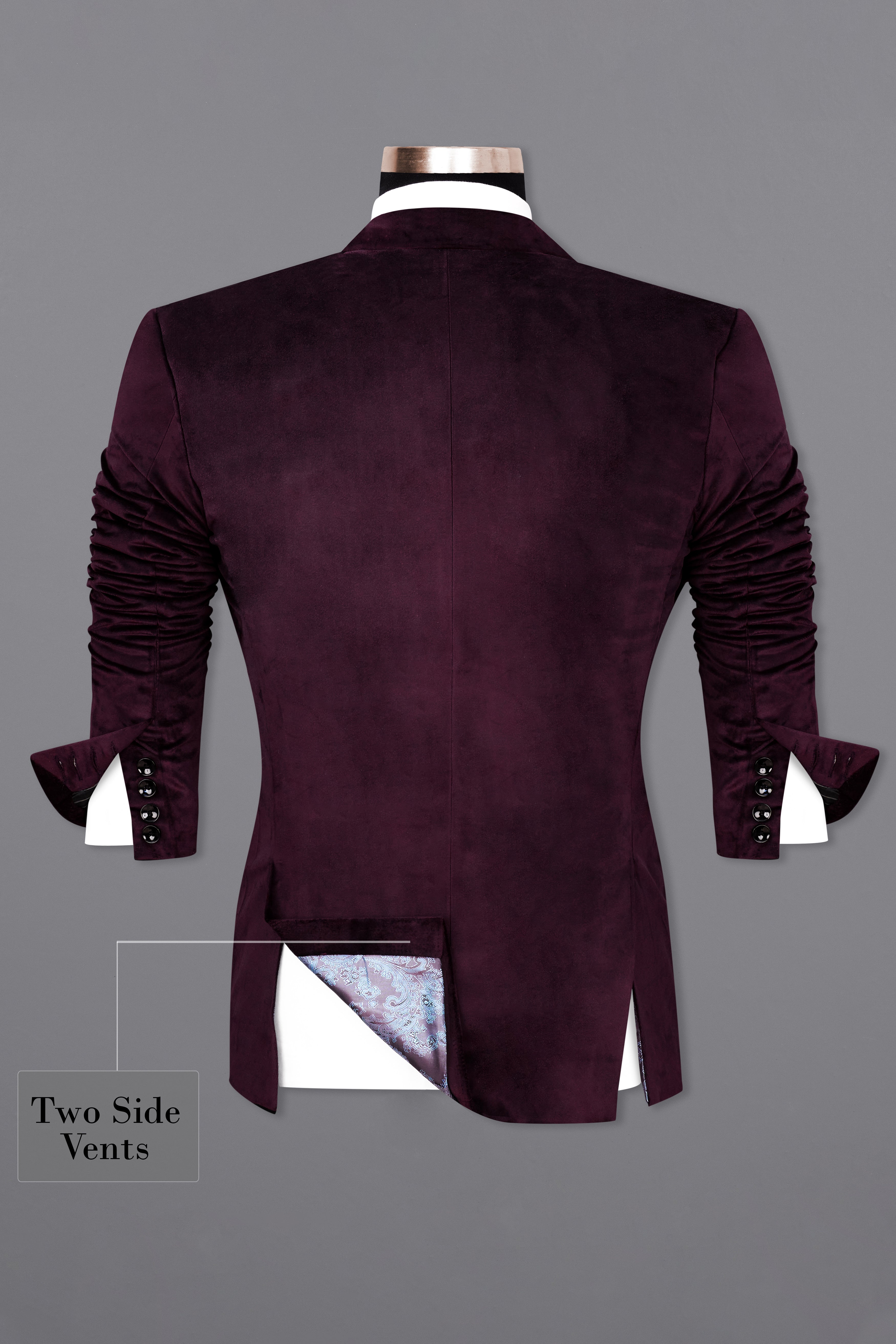 Eclipse Wine Velvet Single Breasted Blazer