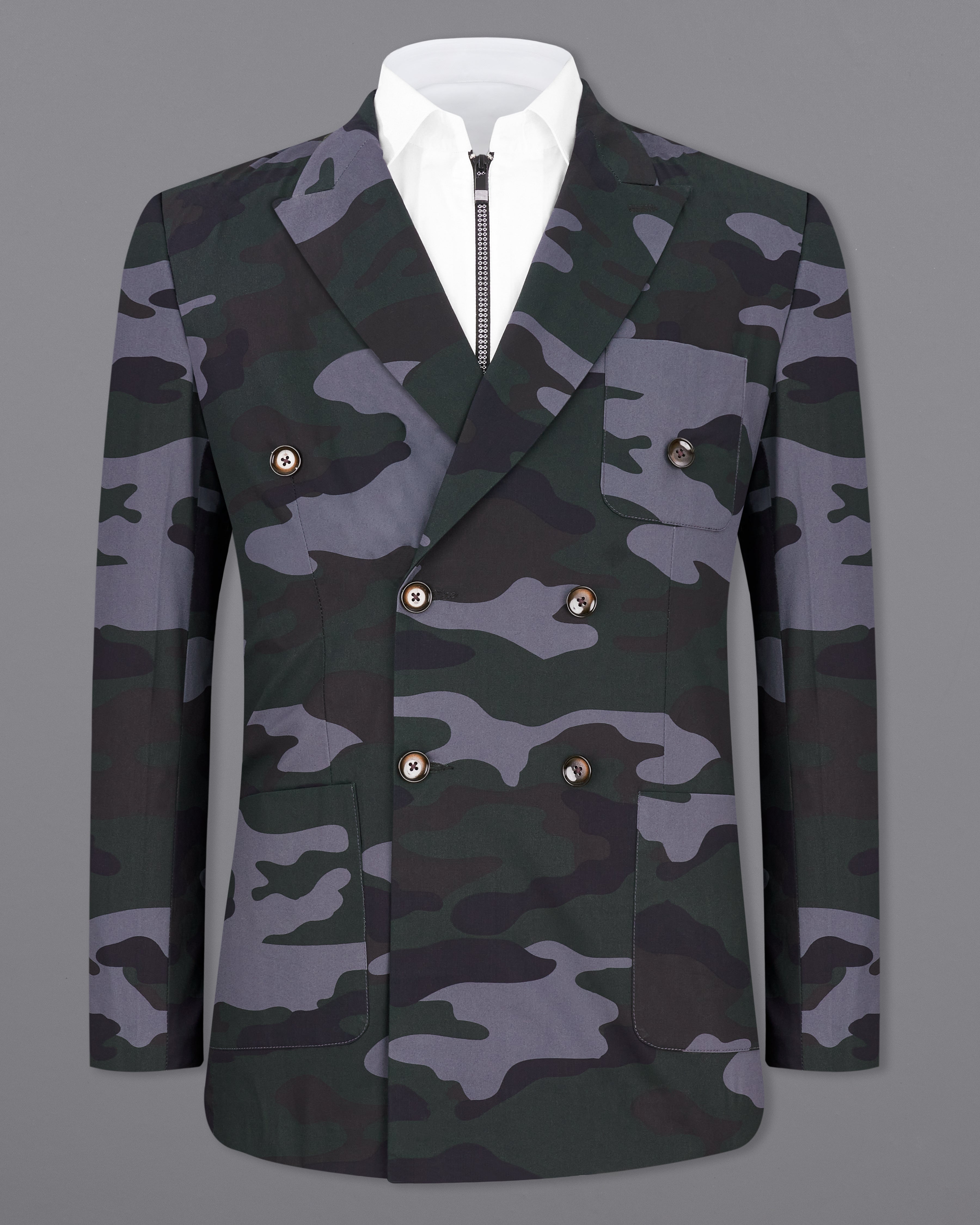 Baltic Green with Pale Gray Camouflage Premium Cotton Double Breasted Designer Sports Blazer BL2300-DB-PP-36, BL2300-DB-PP-38, BL2300-DB-PP-40, BL2300-DB-PP-42, BL2300-DB-PP-44, BL2300-DB-PP-46, BL2300-DB-PP-48, BL2300-DB-PP-50, BL2300-DB-PP-52, BL2300-DB-PP-54, BL2300-DB-PP-56, BL2300-DB-PP-58, BL2300-DB-PP-60