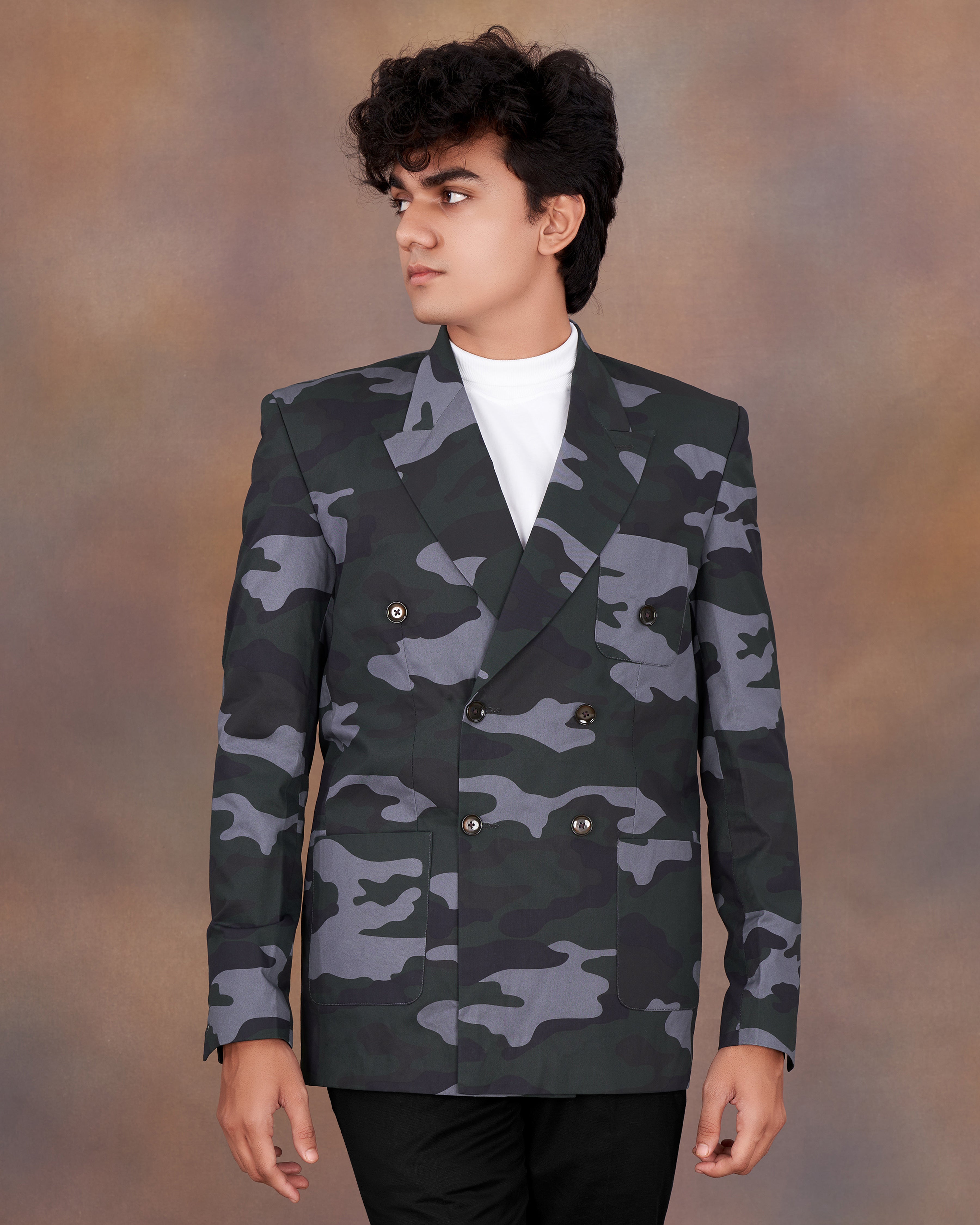 Baltic Green with Pale Gray Camouflage Premium Cotton Double Breasted Designer Sports Blazer BL2300-DB-PP-36, BL2300-DB-PP-38, BL2300-DB-PP-40, BL2300-DB-PP-42, BL2300-DB-PP-44, BL2300-DB-PP-46, BL2300-DB-PP-48, BL2300-DB-PP-50, BL2300-DB-PP-52, BL2300-DB-PP-54, BL2300-DB-PP-56, BL2300-DB-PP-58, BL2300-DB-PP-60