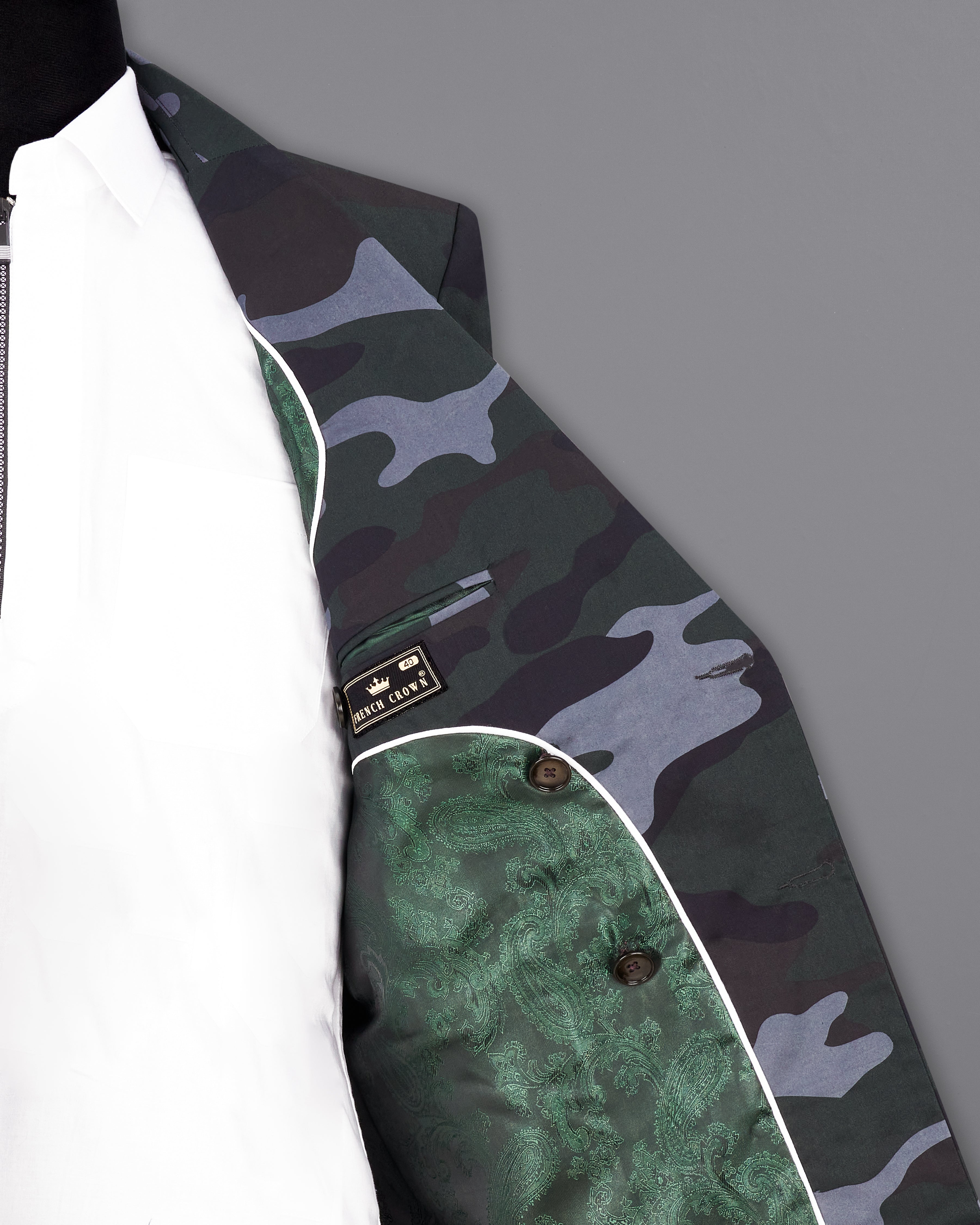 Baltic Green with Pale Gray Camouflage Premium Cotton Double Breasted Designer Sports Blazer BL2300-DB-PP-36, BL2300-DB-PP-38, BL2300-DB-PP-40, BL2300-DB-PP-42, BL2300-DB-PP-44, BL2300-DB-PP-46, BL2300-DB-PP-48, BL2300-DB-PP-50, BL2300-DB-PP-52, BL2300-DB-PP-54, BL2300-DB-PP-56, BL2300-DB-PP-58, BL2300-DB-PP-60