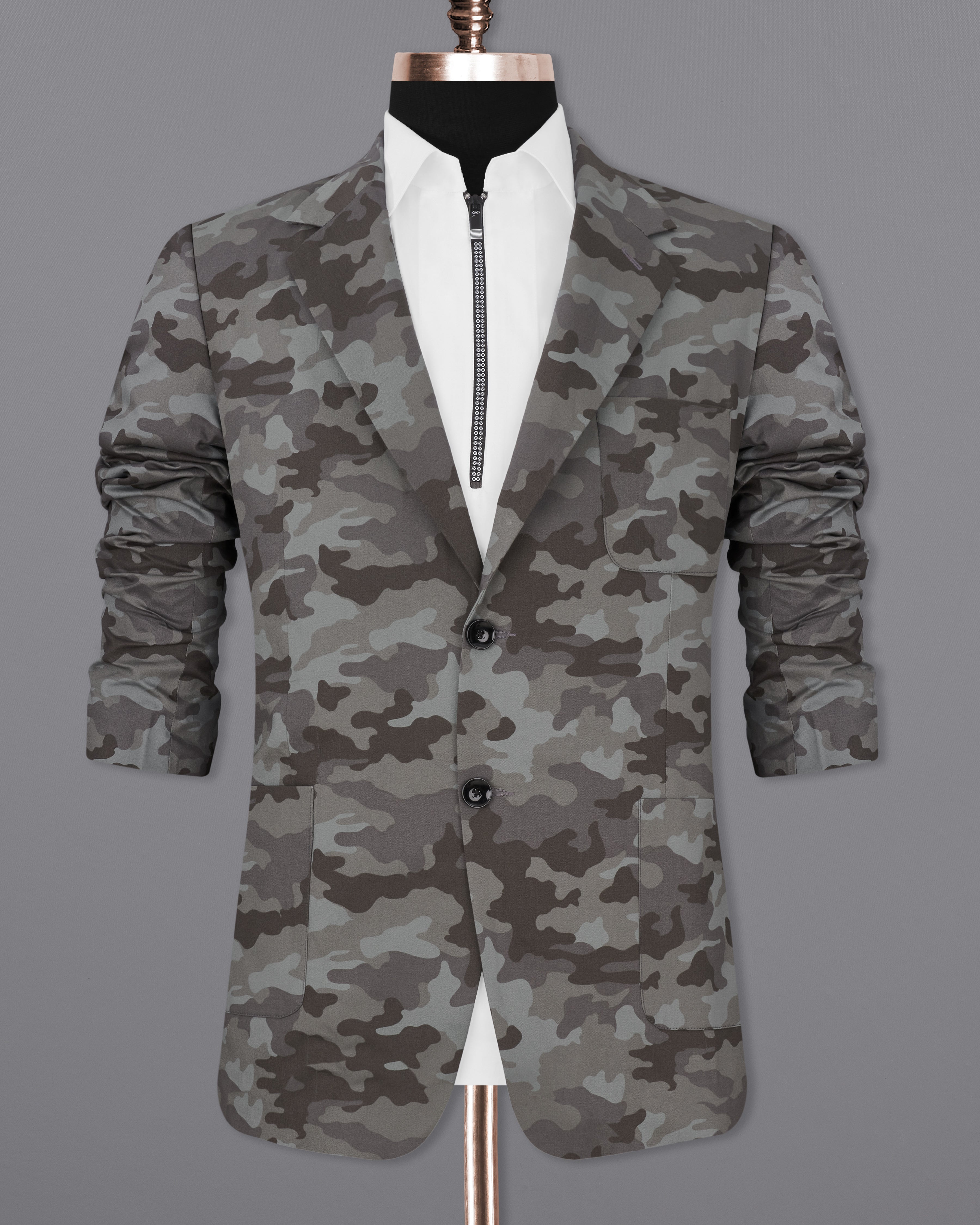 Gravel Gray with Iridium Brown Camouflage Premium Cotton Designer Sports Blazer BL2301-SB-PP-36, BL2301-SB-PP-38, BL2301-SB-PP-40, BL2301-SB-PP-42, BL2301-SB-PP-44, BL2301-SB-PP-46, BL2301-SB-PP-48, BL2301-SB-PP-50, BL2301-SB-PP-52, BL2301-SB-PP-54, BL2301-SB-PP-56, BL2301-SB-PP-58, BL2301-SB-PP-60