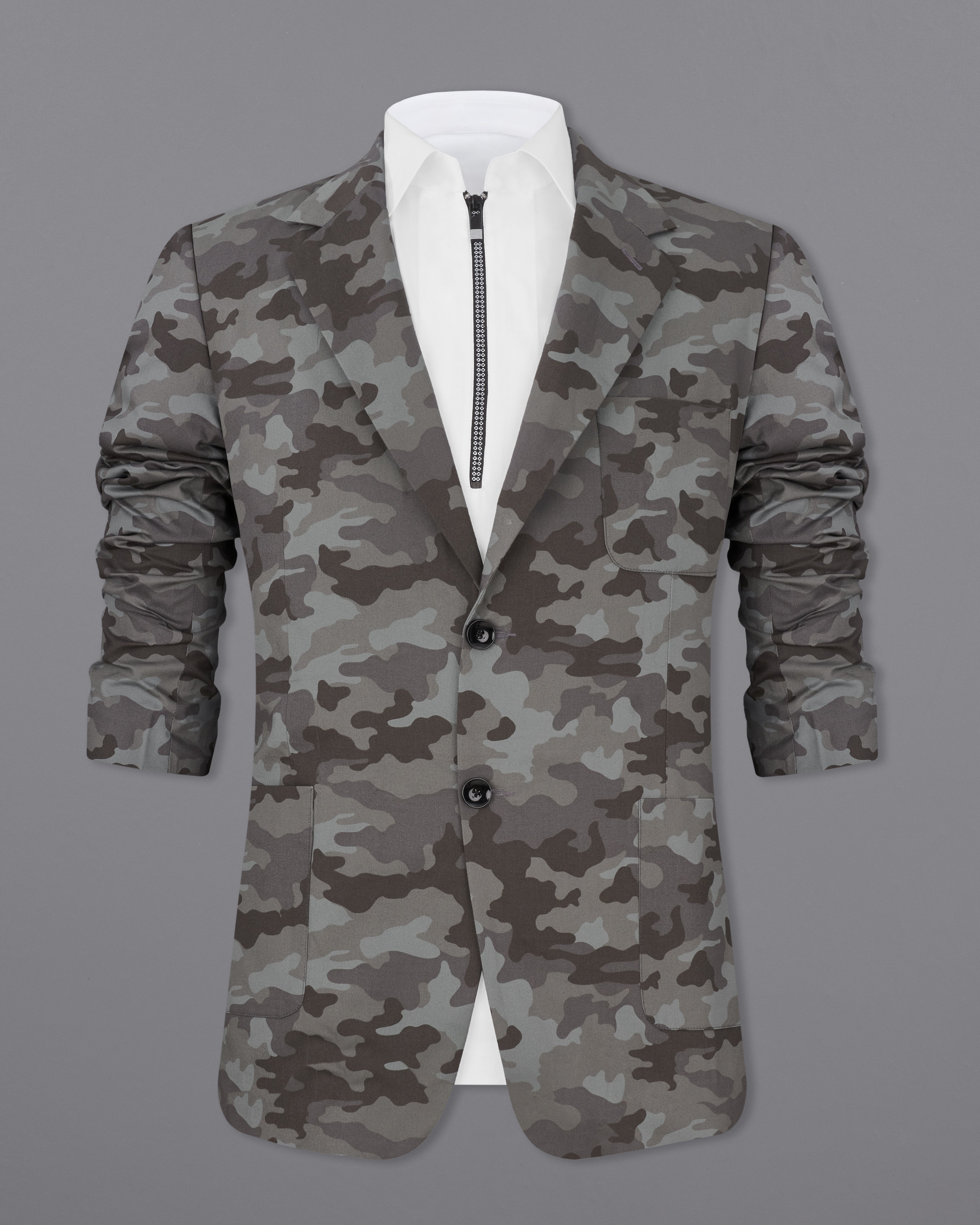 Gravel Gray with Iridium Brown Camouflage Premium Cotton Designer Sports Blazer BL2301-SB-PP-36, BL2301-SB-PP-38, BL2301-SB-PP-40, BL2301-SB-PP-42, BL2301-SB-PP-44, BL2301-SB-PP-46, BL2301-SB-PP-48, BL2301-SB-PP-50, BL2301-SB-PP-52, BL2301-SB-PP-54, BL2301-SB-PP-56, BL2301-SB-PP-58, BL2301-SB-PP-60