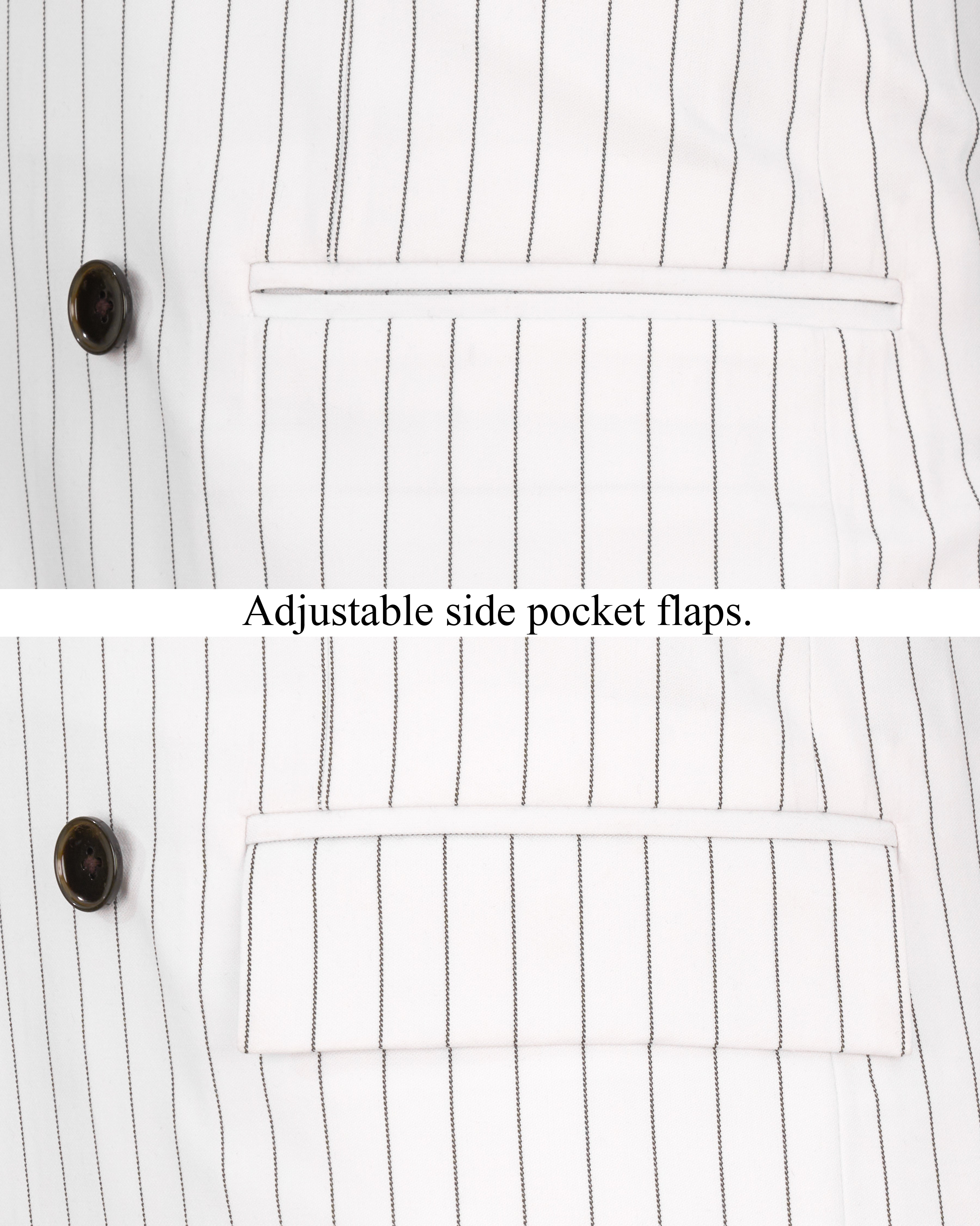 Bright White Striped Double Breasted Blazer BL2303-DB-36, BL2303-DB-38, BL2303-DB-40, BL2303-DB-42, BL2303-DB-44, BL2303-DB-46, BL2303-DB-48, BL2303-DB-50, BL2303-DB-52, BL2303-DB-54, BL2303-DB-56, BL2303-DB-58, BL2303-DB-60