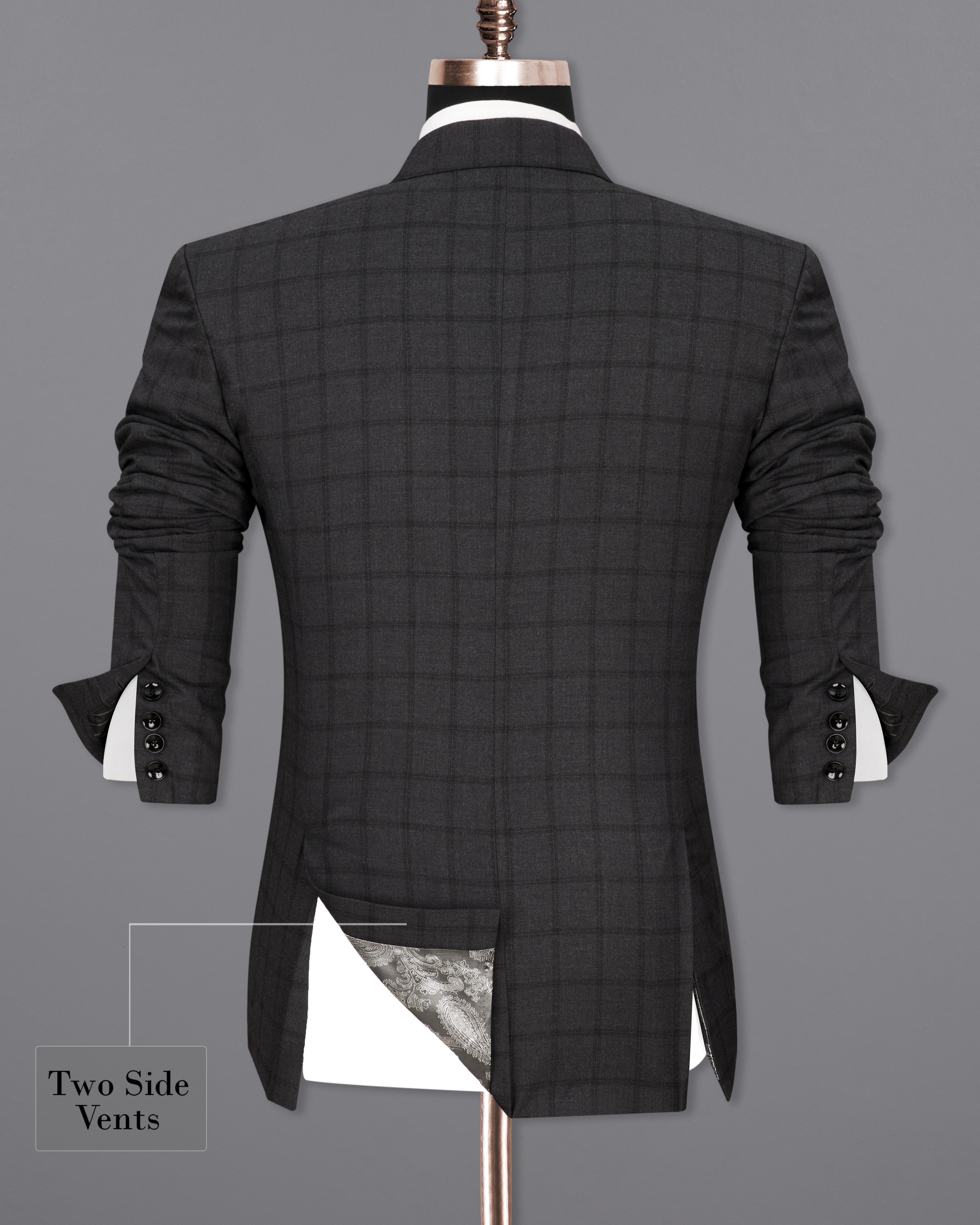 Baltic Black Windowpane Single Breasted Blazer BL2311-SB-36, BL2311-SB-38, BL2311-SB-40, BL2311-SB-42, BL2311-SB-44, BL2311-SB-46, BL2311-SB-48, BL2311-SB-50, BL2311-SB-52, BL2311-SB-54, BL2311-SB-56, BL2311-SB-58, BL2311-SB-60