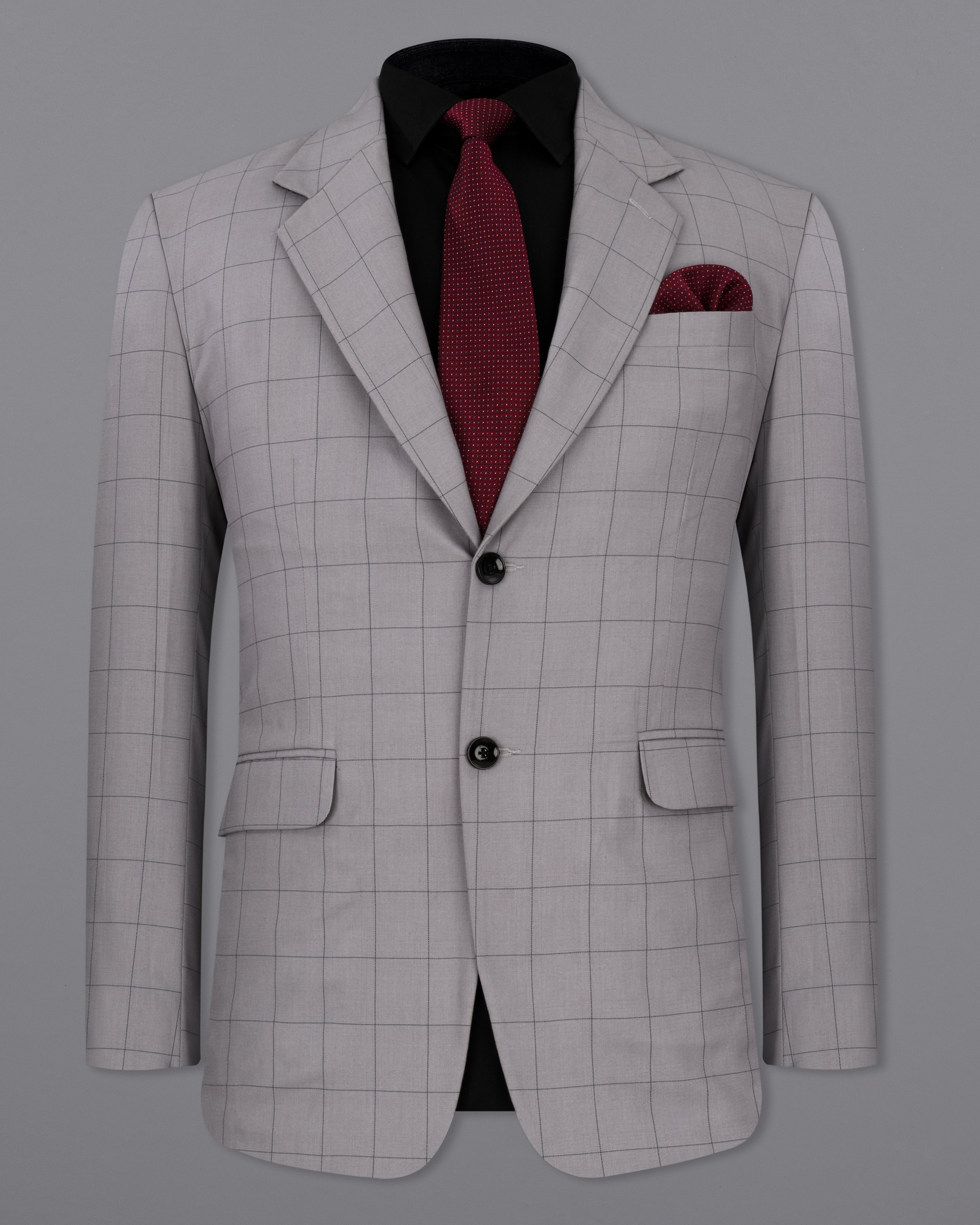 Regent Gray Windowpane Single Breasted Blazer BL2312-SB-36, BL2312-SB-38, BL2312-SB-40, BL2312-SB-42, BL2312-SB-44, BL2312-SB-46, BL2312-SB-48, BL2312-SB-50, BL2312-SB-52, BL2312-SB-54, BL2312-SB-56, BL2312-SB-58, BL2312-SB-60