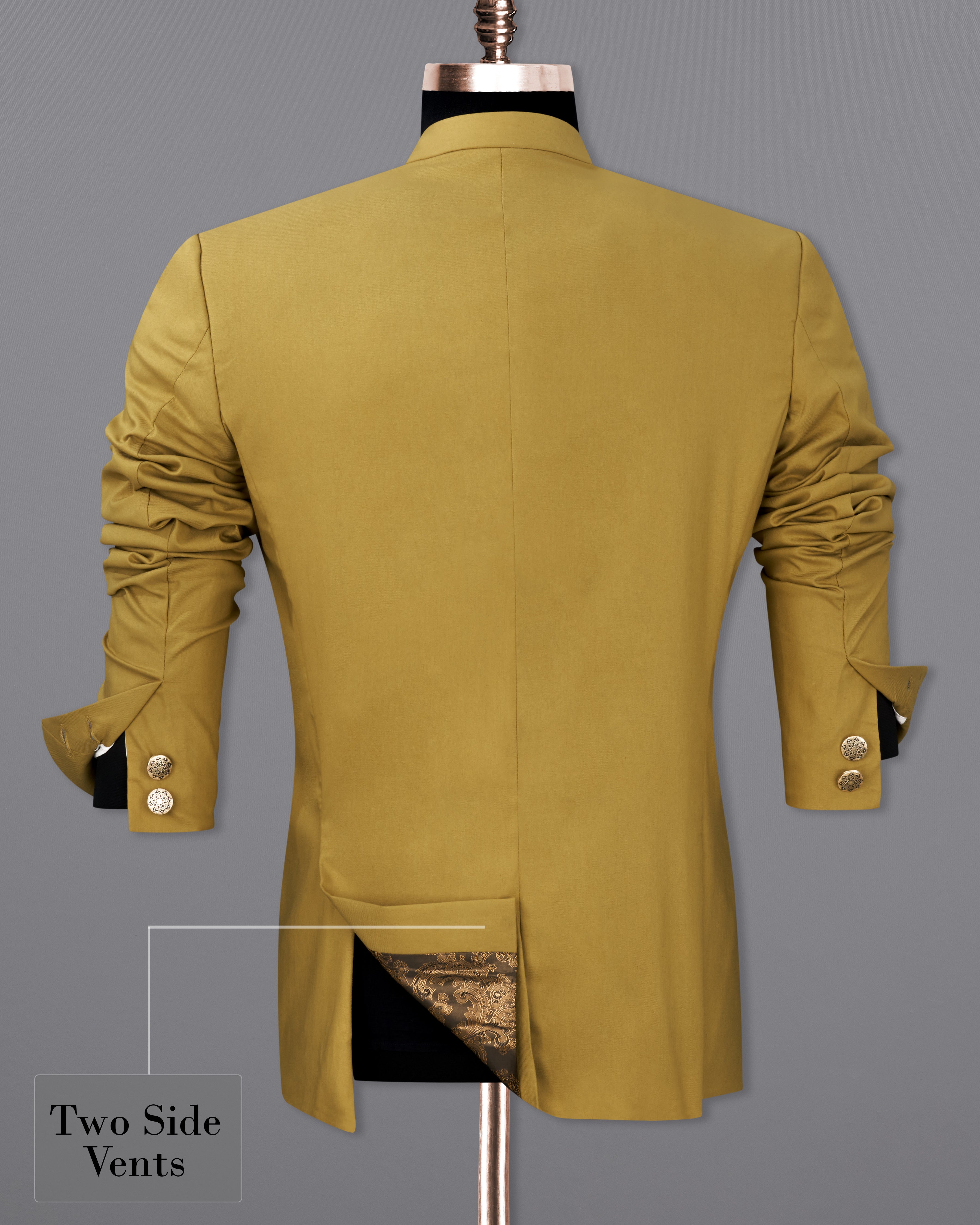 Sycamore Yellow Premium Cotton Cross Buttoned Bandhgala Blazer BL2316-CBG2-36, BL2316-CBG2-38, BL2316-CBG2-40, BL2316-CBG2-42, BL2316-CBG2-44, BL2316-CBG2-46, BL2316-CBG2-48, BL2316-CBG2-50, BL2316-CBG2-52, BL2316-CBG2-54, BL2316-CBG2-56, BL2316-CBG2-58, BL2316-CBG2-60