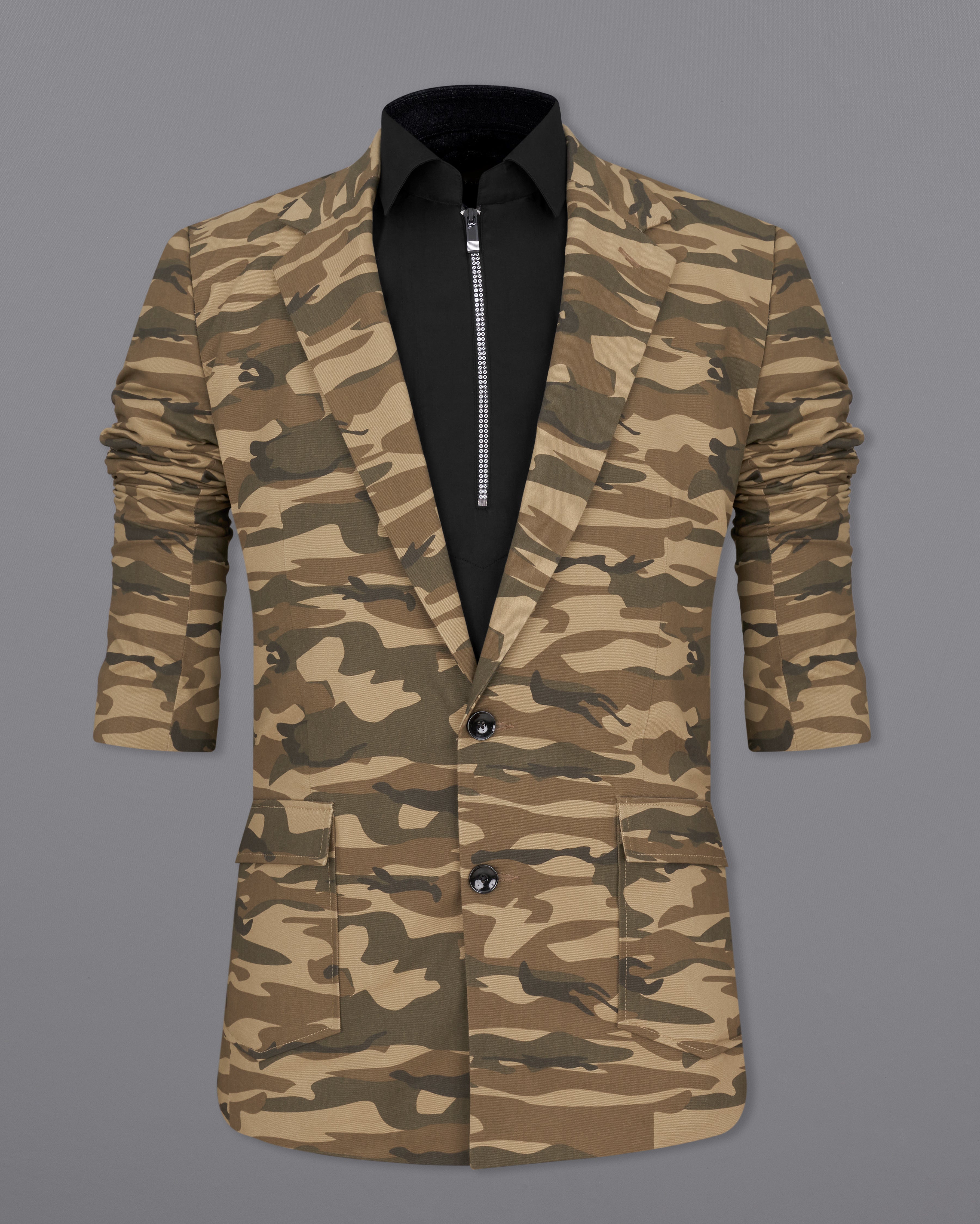 Stonewall Brown with Fuscous Green Camouflage Premium Cotton Designer Blazer BL2318-SB-D110-36, BL2318-SB-D110-38, BL2318-SB-D110-40, BL2318-SB-D110-42, BL2318-SB-D110-44, BL2318-SB-D110-46, BL2318-SB-D110-48, BL2318-SB-D110-50, BL2318-SB-D110-52, BL2318-SB-D110-54, BL2318-SB-D110-56, BL2318-SB-D110-58, BL2318-SB-D110-60