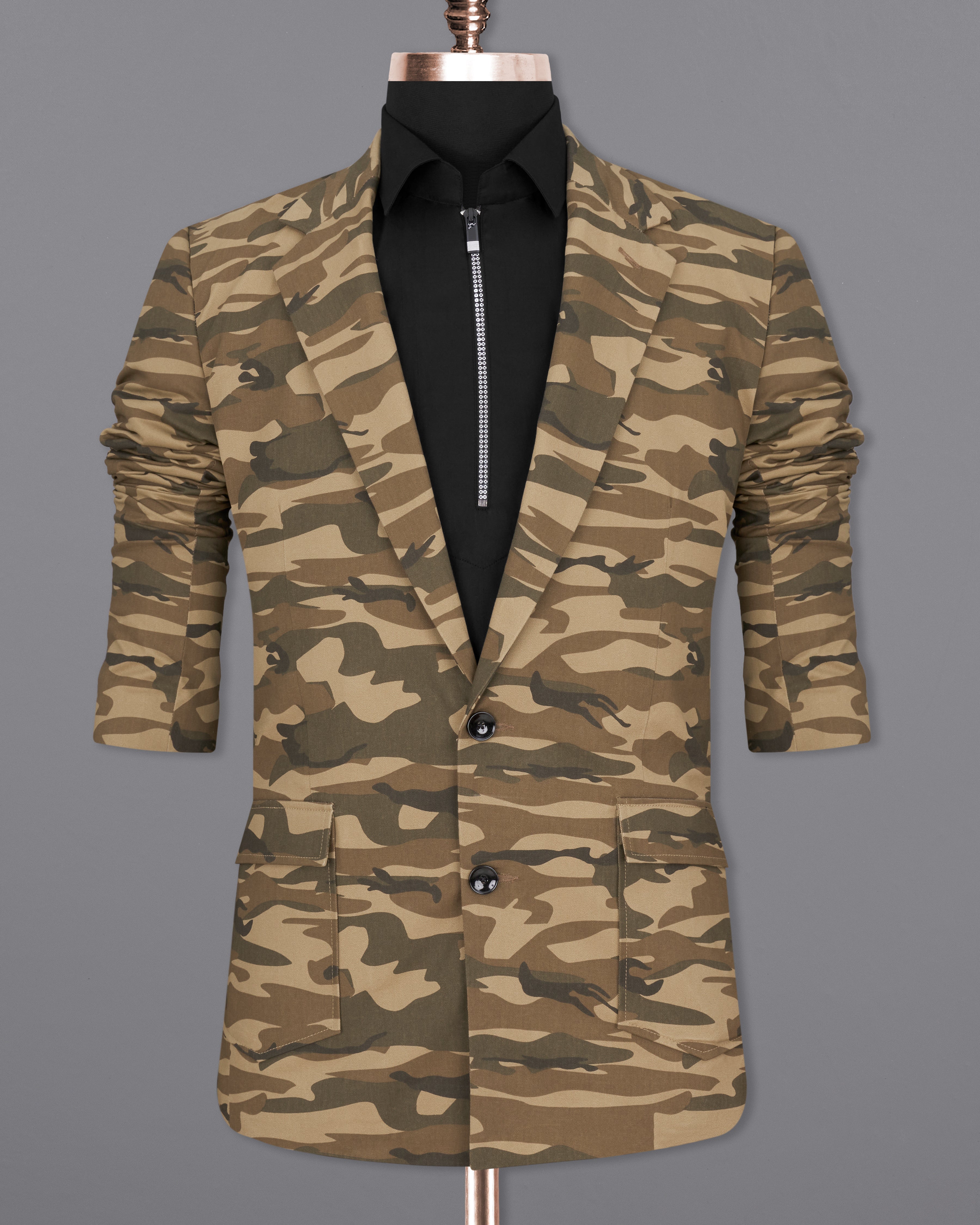 Stonewall Brown with Fuscous Green Camouflage Premium Cotton Designer Blazer BL2318-SB-D110-36, BL2318-SB-D110-38, BL2318-SB-D110-40, BL2318-SB-D110-42, BL2318-SB-D110-44, BL2318-SB-D110-46, BL2318-SB-D110-48, BL2318-SB-D110-50, BL2318-SB-D110-52, BL2318-SB-D110-54, BL2318-SB-D110-56, BL2318-SB-D110-58, BL2318-SB-D110-60