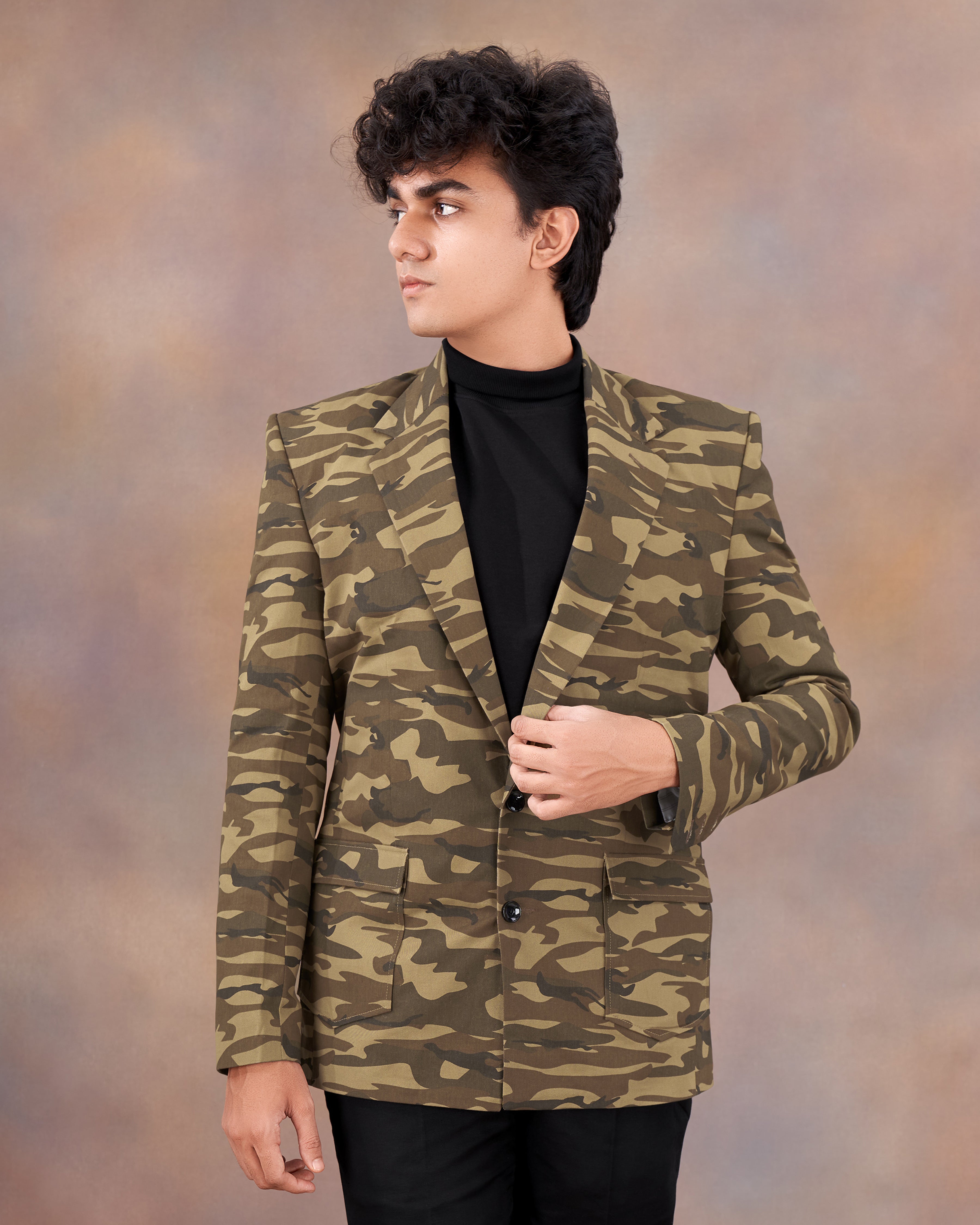 Stonewall Brown with Fuscous Green Camouflage Premium Cotton Designer Blazer BL2318-SB-D110-36, BL2318-SB-D110-38, BL2318-SB-D110-40, BL2318-SB-D110-42, BL2318-SB-D110-44, BL2318-SB-D110-46, BL2318-SB-D110-48, BL2318-SB-D110-50, BL2318-SB-D110-52, BL2318-SB-D110-54, BL2318-SB-D110-56, BL2318-SB-D110-58, BL2318-SB-D110-60